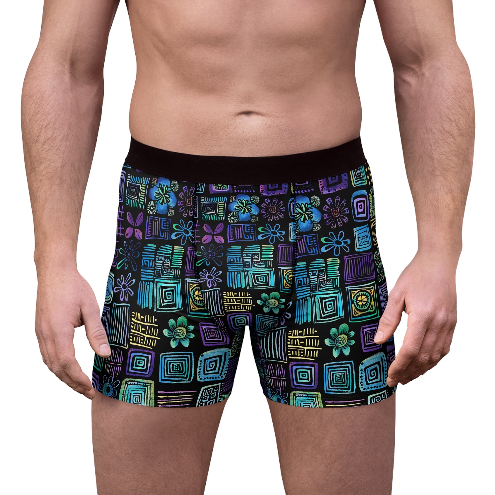 Neon Retro Pattern Boxer Briefs – Midnight Pop Edition