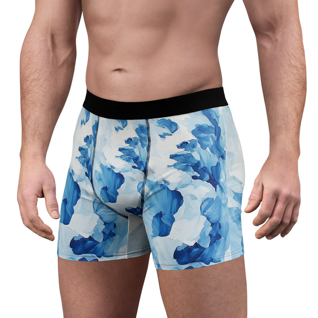 Azure Bloom Boxer Briefs – Abstract Blue Floral Design
