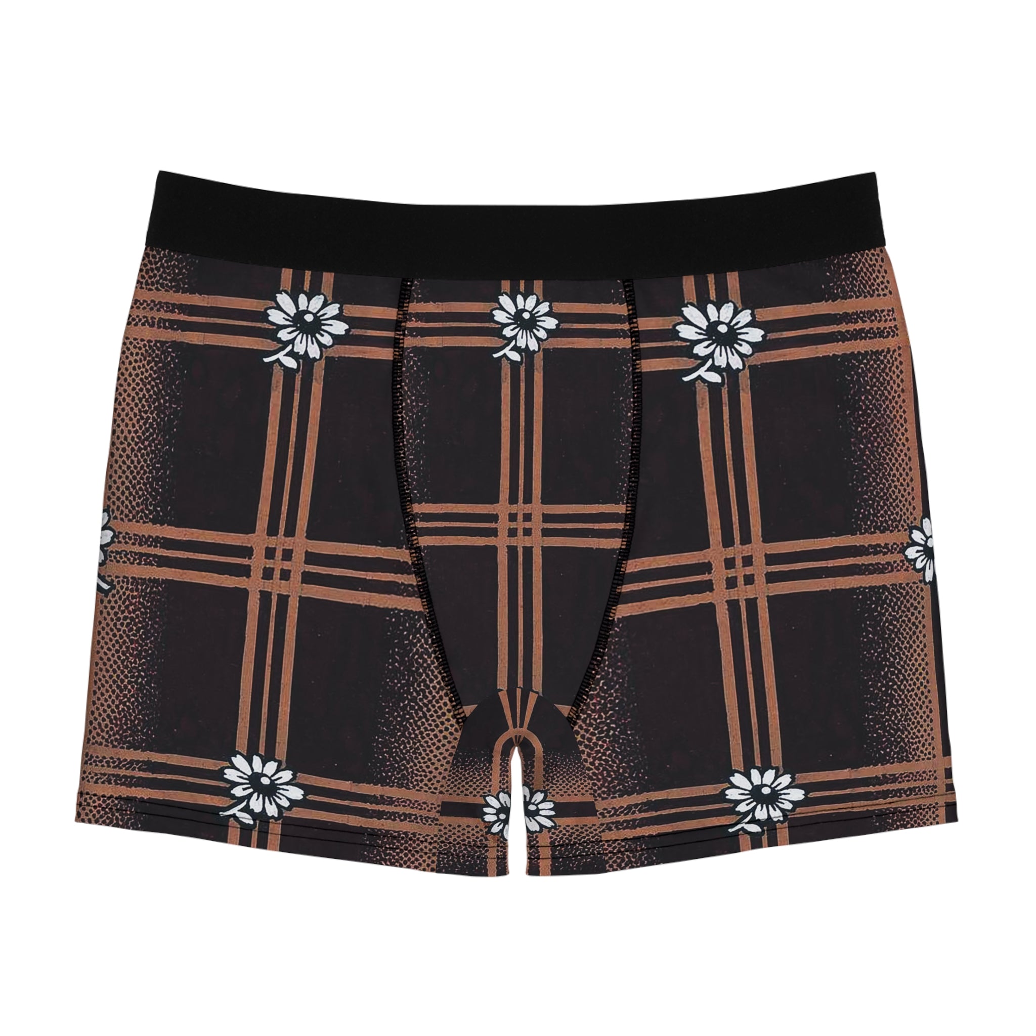 Vintage Grid Boxer Briefs – Floral Plaid Print