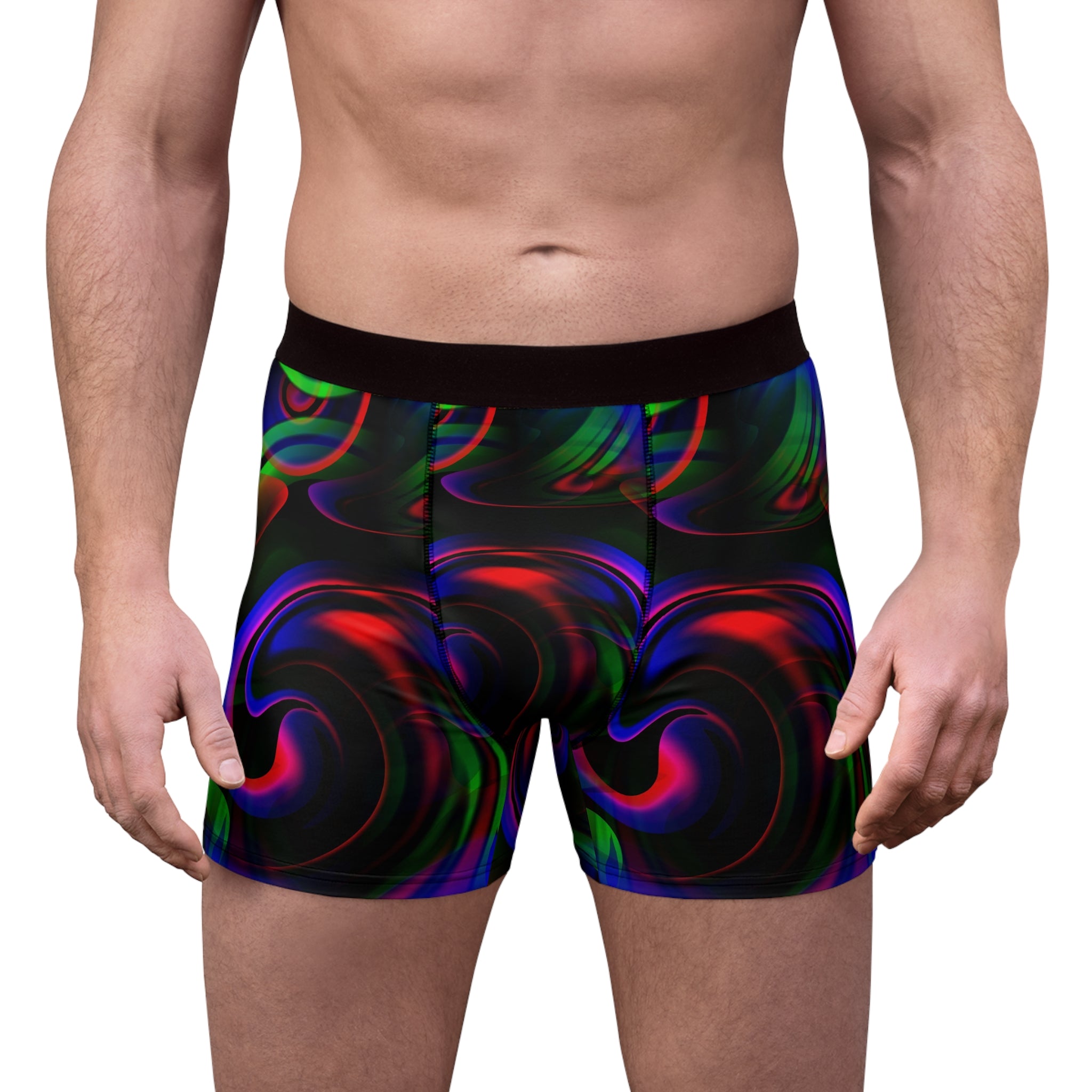 Psychedelic Wave Boxer Briefs – Neon Swirl Abstract Design