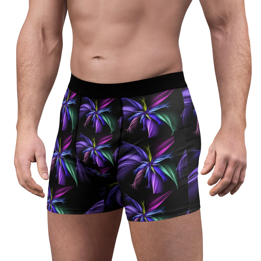 Neon Bloom Boxer Briefs – Abstract Floral Glow Design