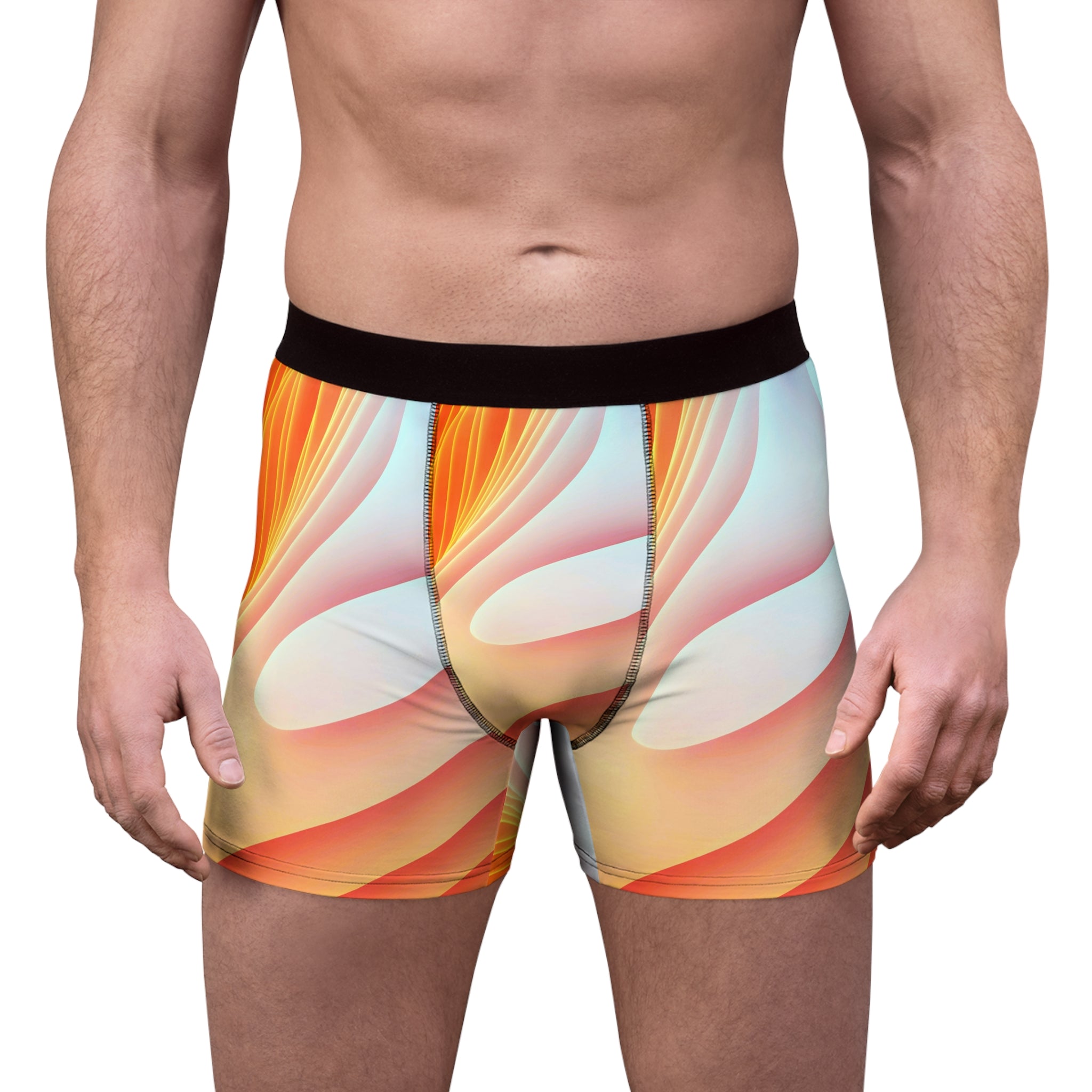 Solar Flow Boxer Briefs – Warm Abstract Wave Design