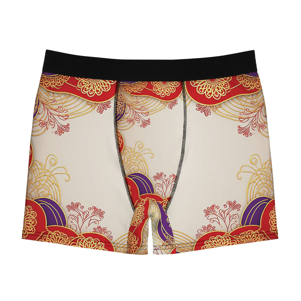 Imperial Silk Boxer Briefs – Crimson Gold Elegance