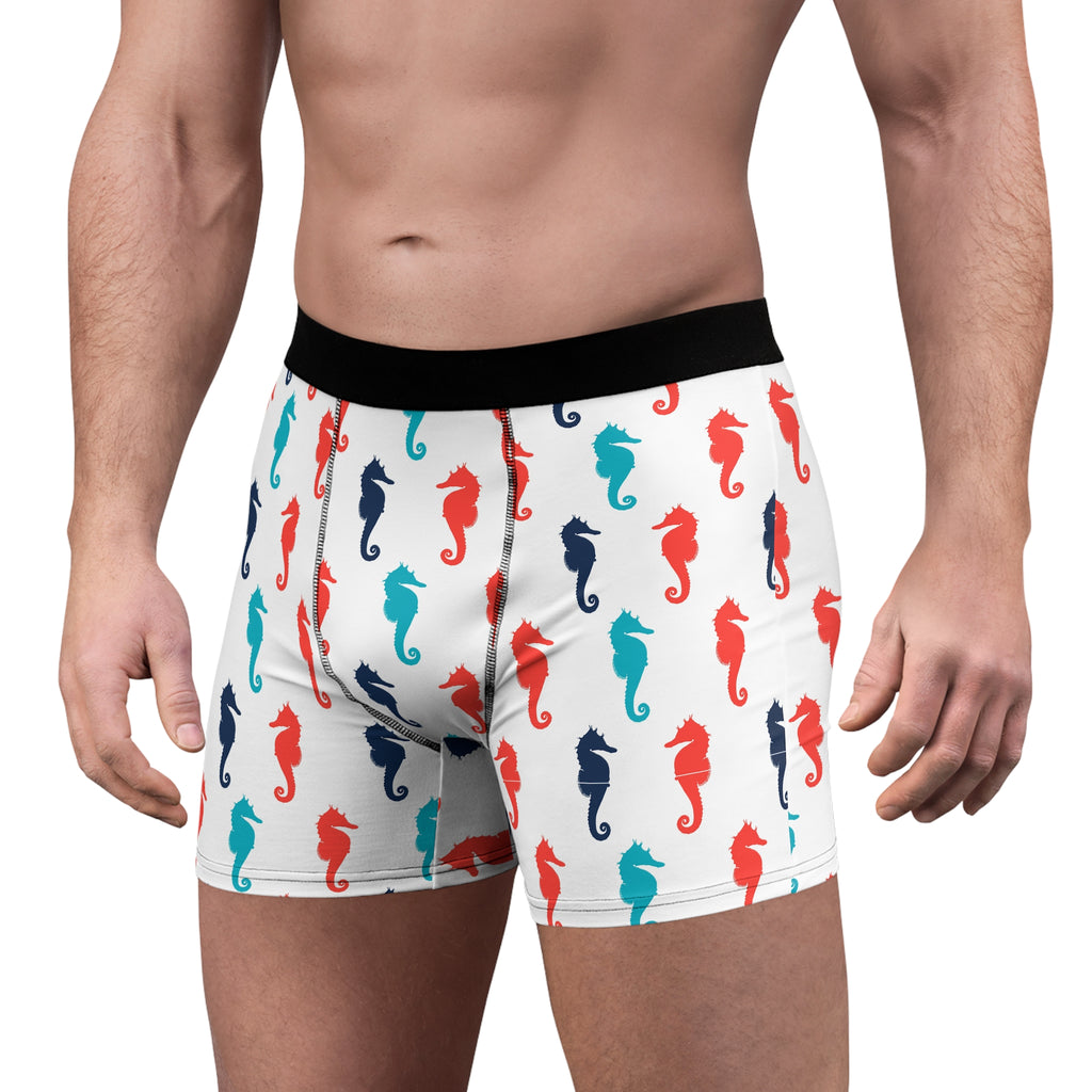 Playful Seahorse Boxer Briefs – Coastal Pop Pattern Underwear