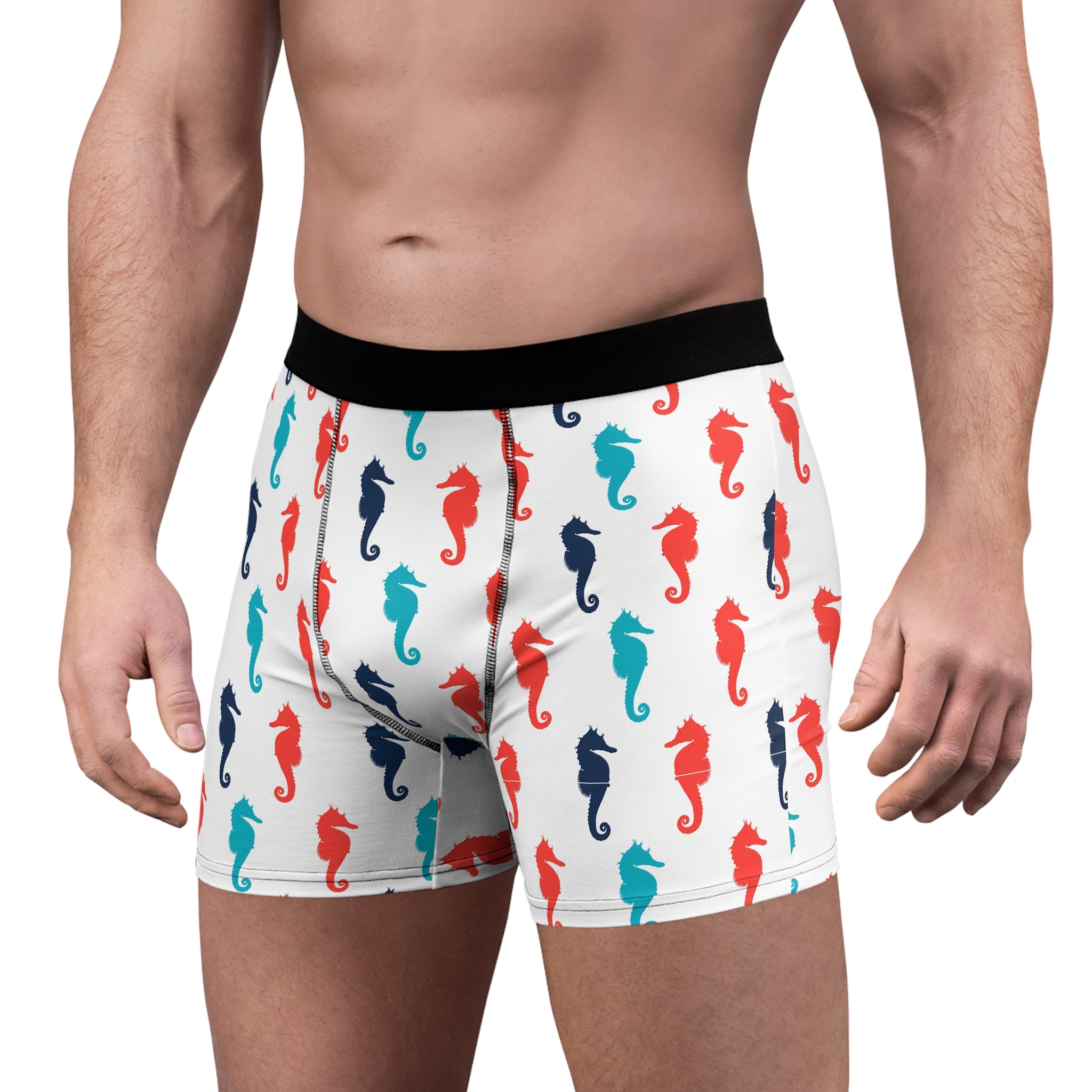 Playful Seahorse Boxer Briefs – Coastal Pop Pattern Underwear