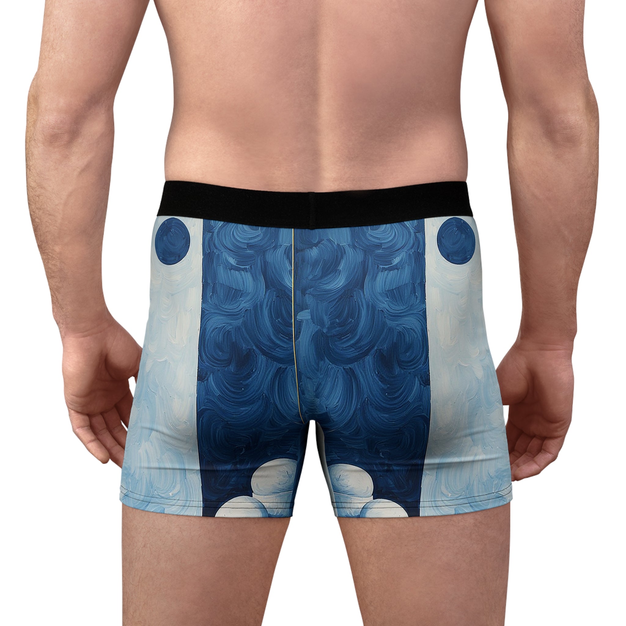 Midnight Columns Boxer Briefs – Abstract Blue Panel Design