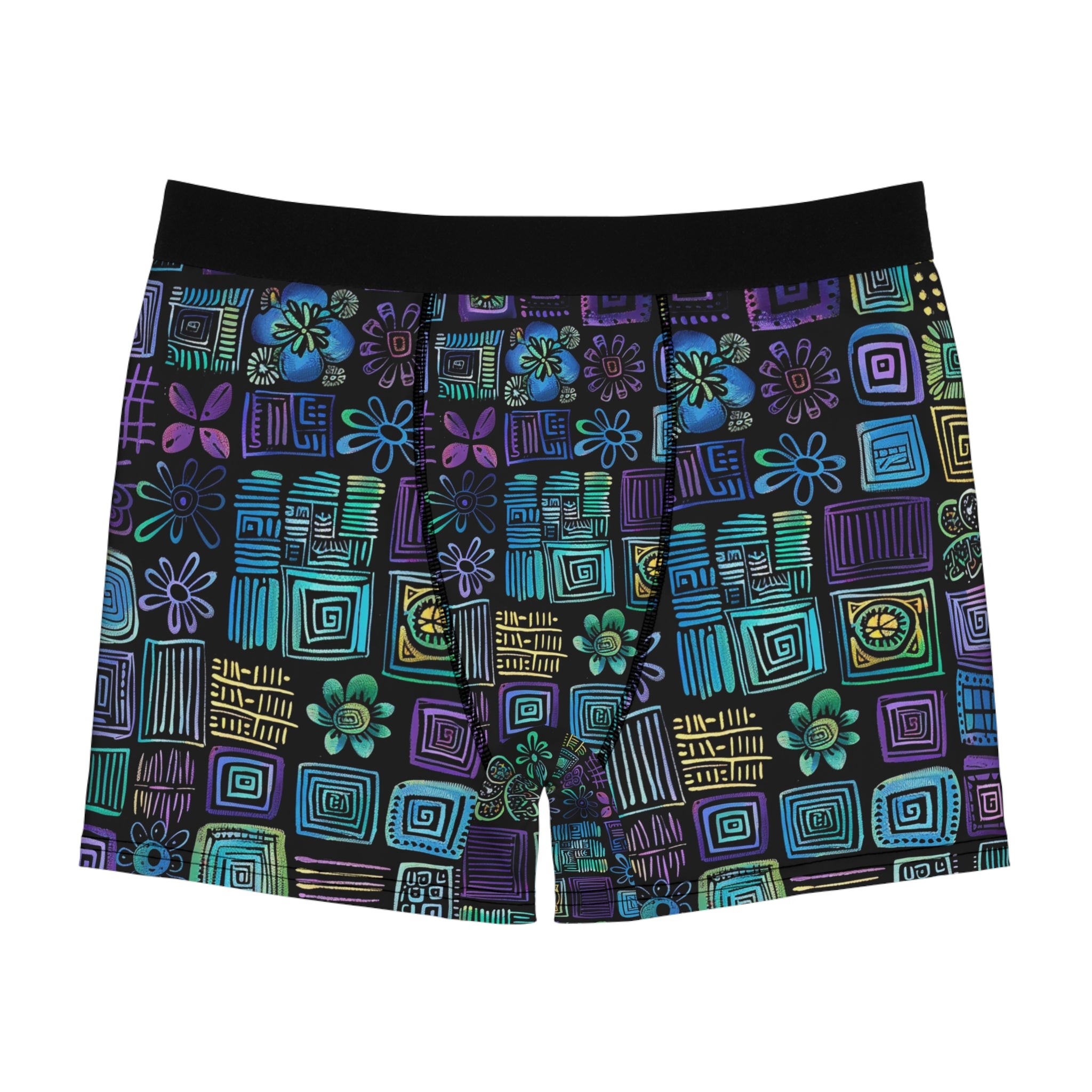 Neon Retro Pattern Boxer Briefs – Midnight Pop Edition