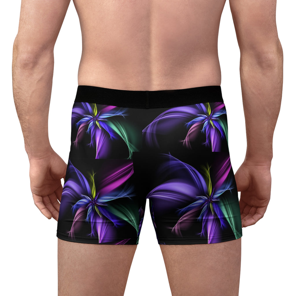 Neon Bloom Boxer Briefs – Abstract Floral Glow Design