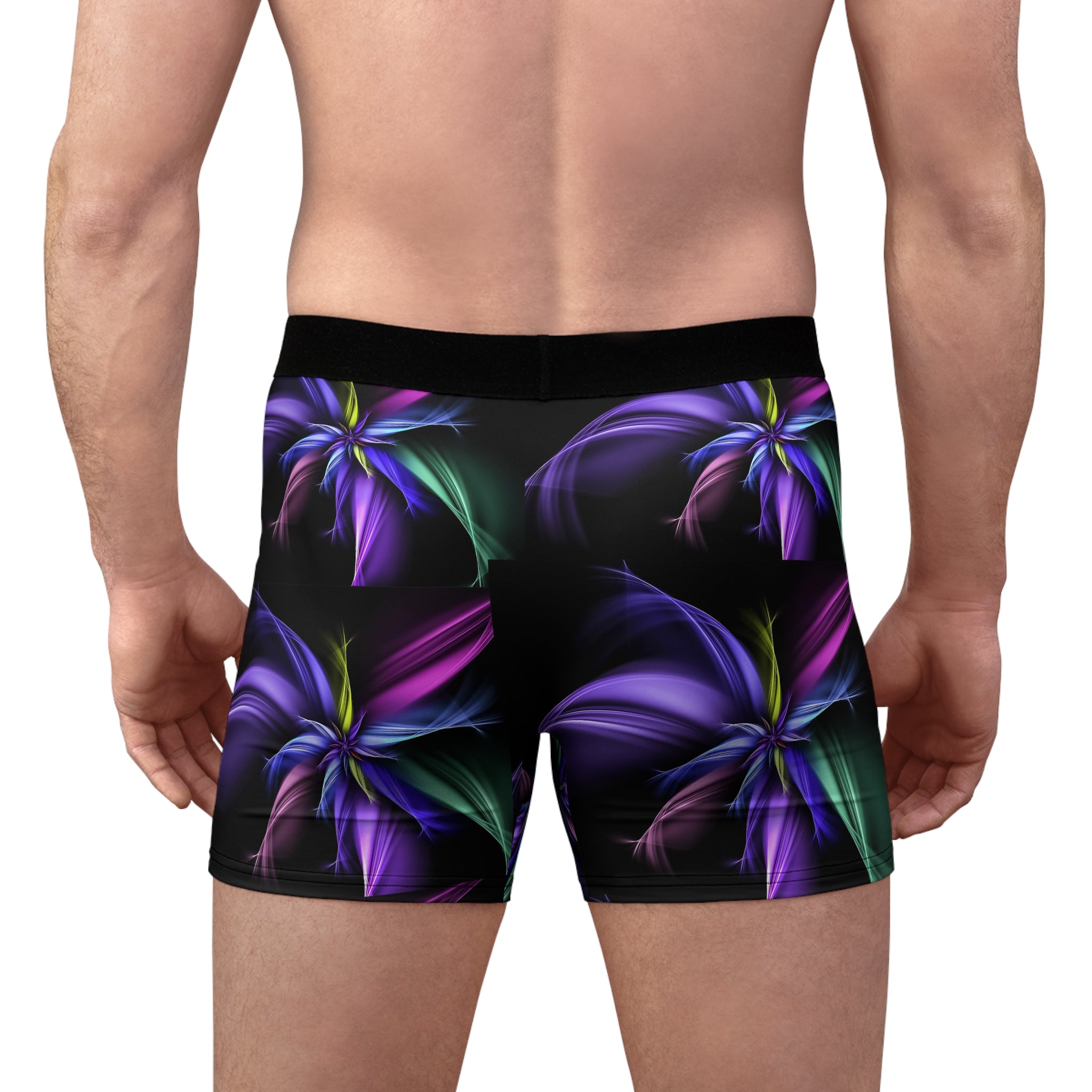 Neon Bloom Boxer Briefs – Abstract Floral Glow Design