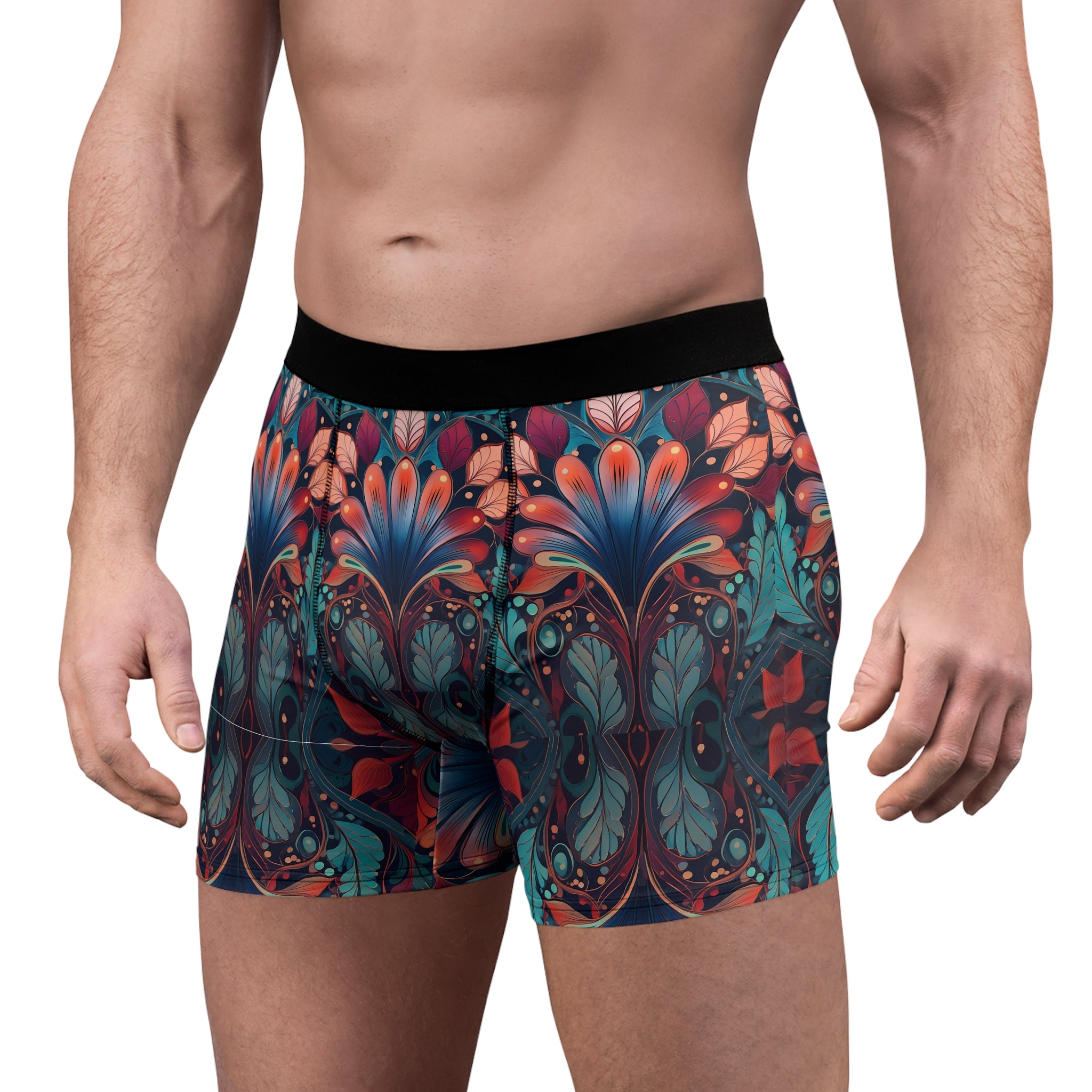 Ornate Floral Boxer Briefs – Luxe Abstract Botanical Design