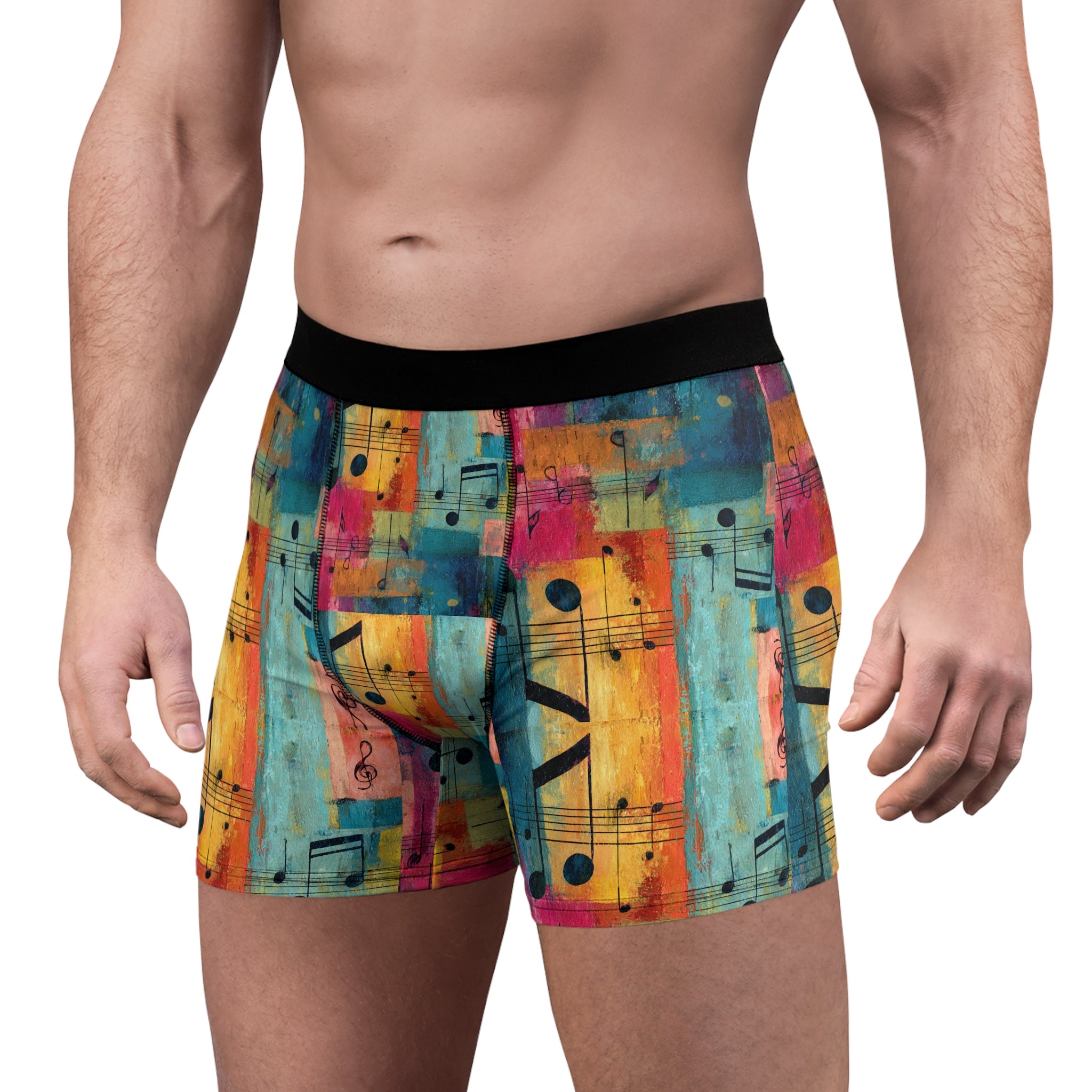 Abstract Music Note Boxer Briefs – Colorful Artistic Sound Design