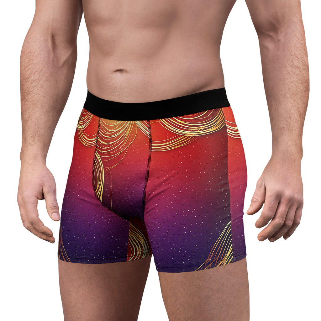 Midnight Luxe Boxer Briefs – Crimson Gold Glow