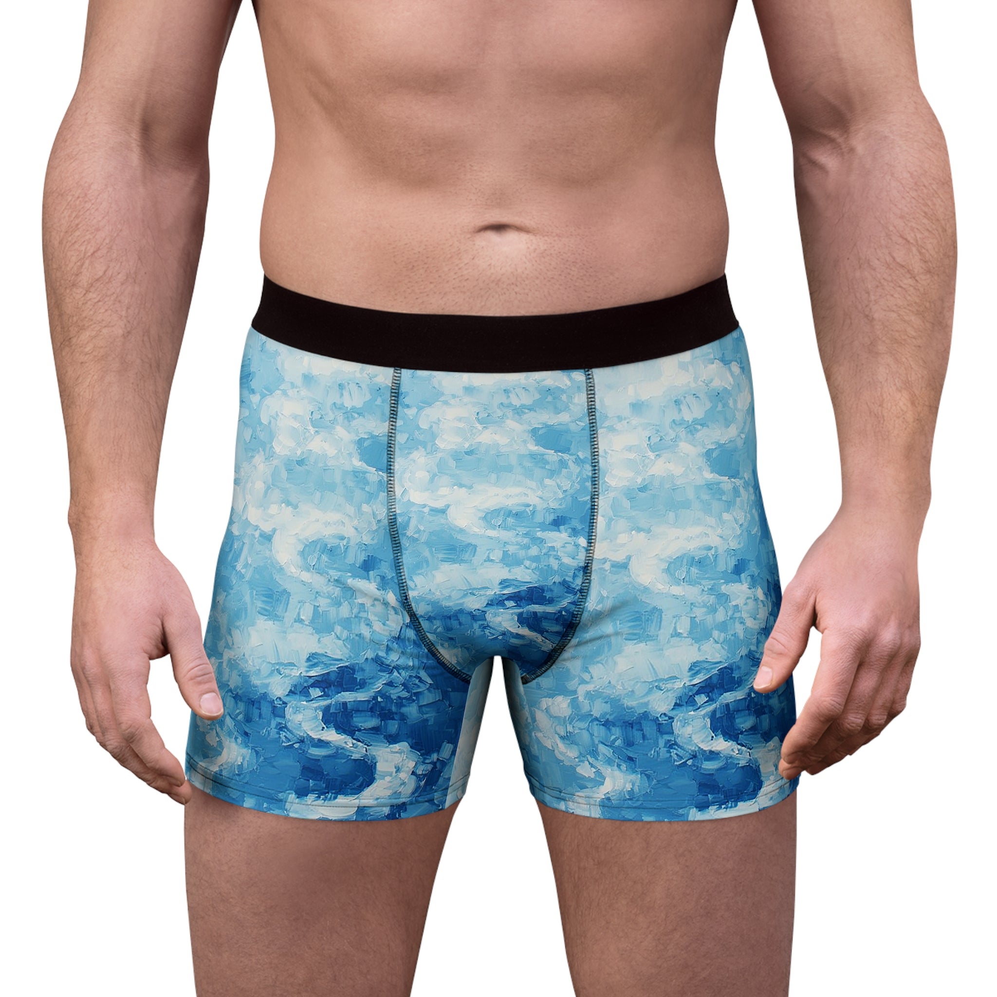 Aqua Flow Boxer Briefs – Ocean Wave Texture Design