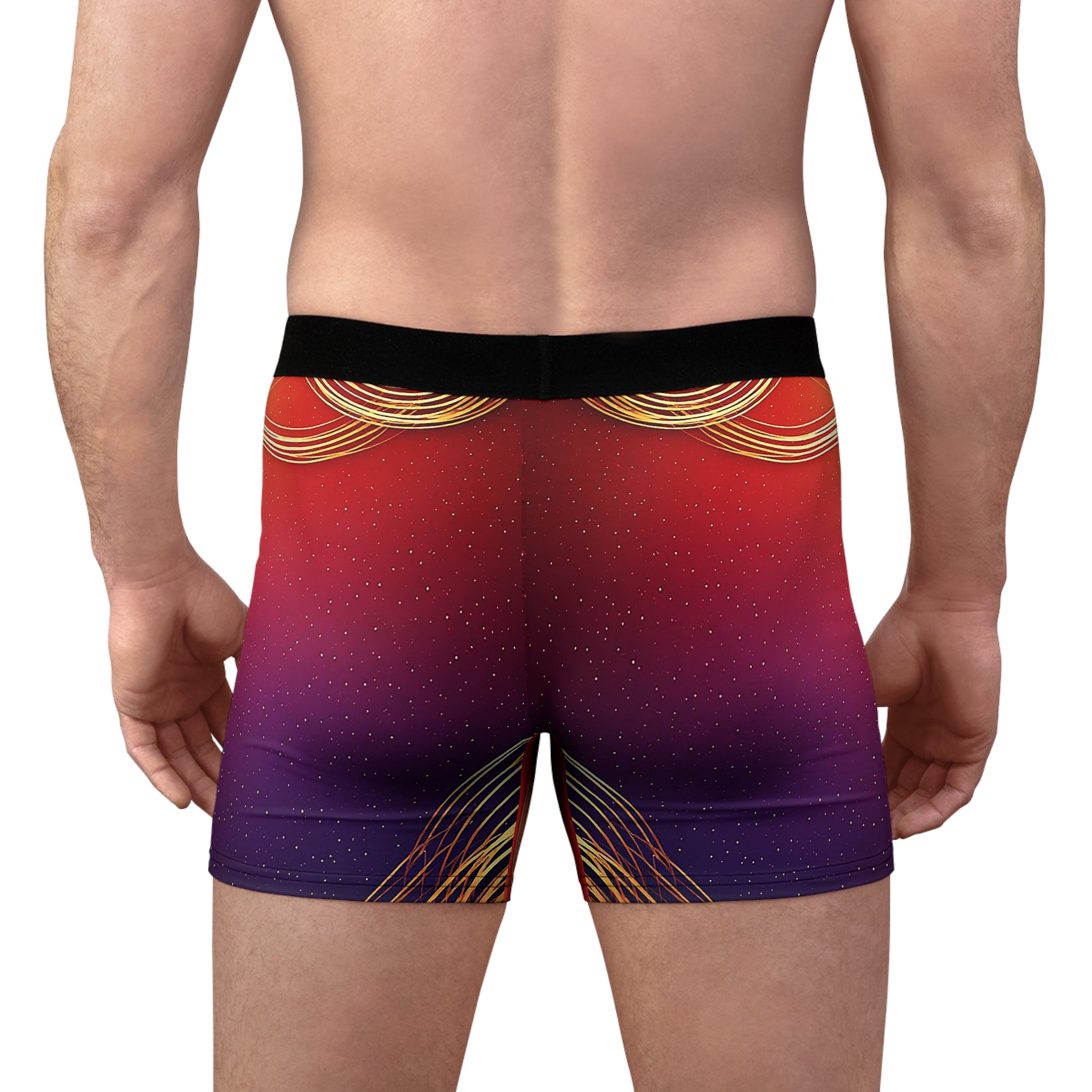 Midnight Luxe Boxer Briefs – Crimson Gold Glow