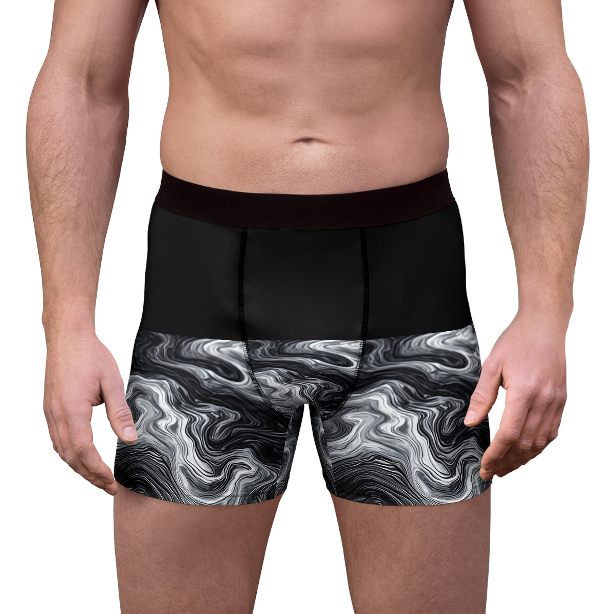 Monochrome Flow Boxer Briefs – Black Marble Edition
