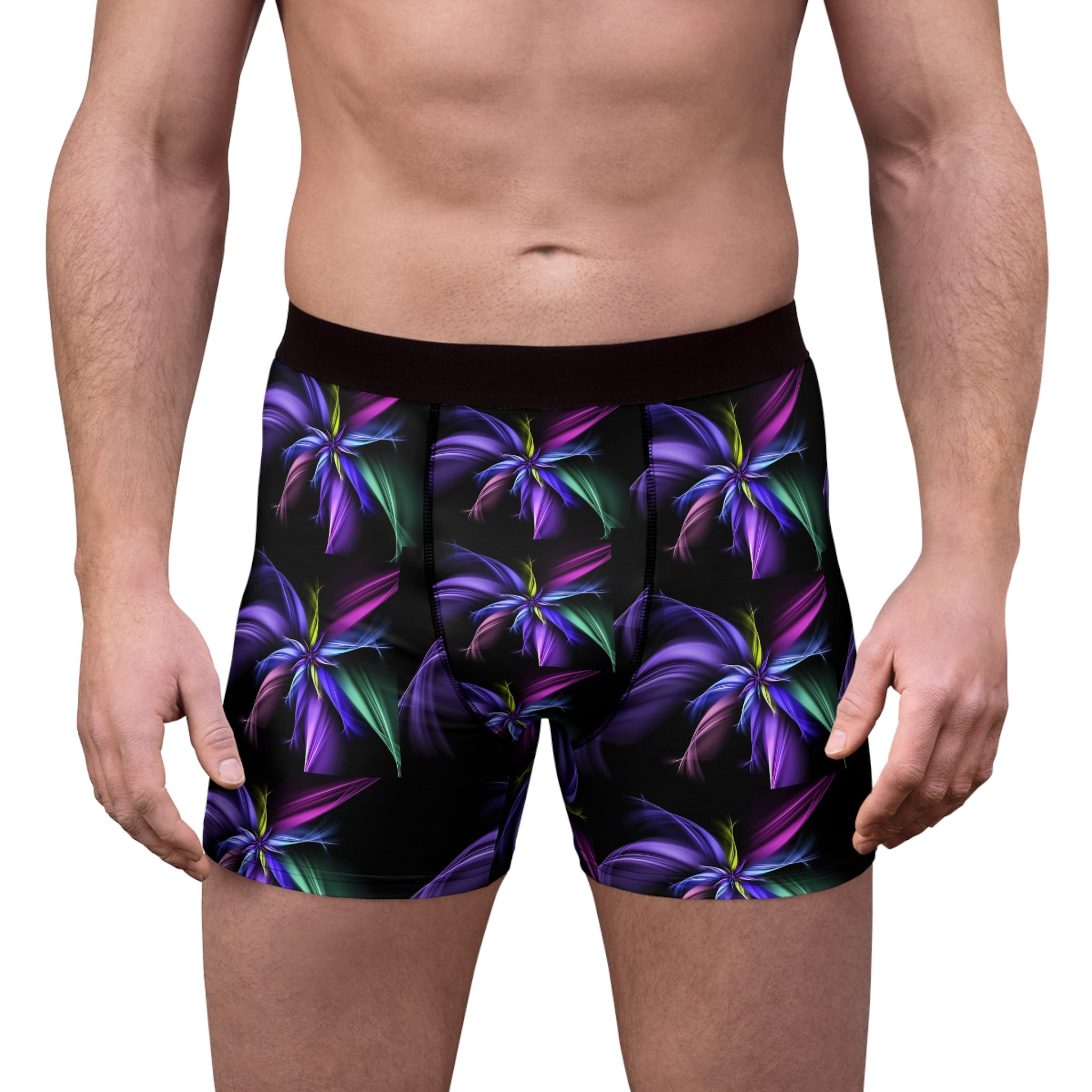 Neon Bloom Boxer Briefs – Abstract Floral Glow Design