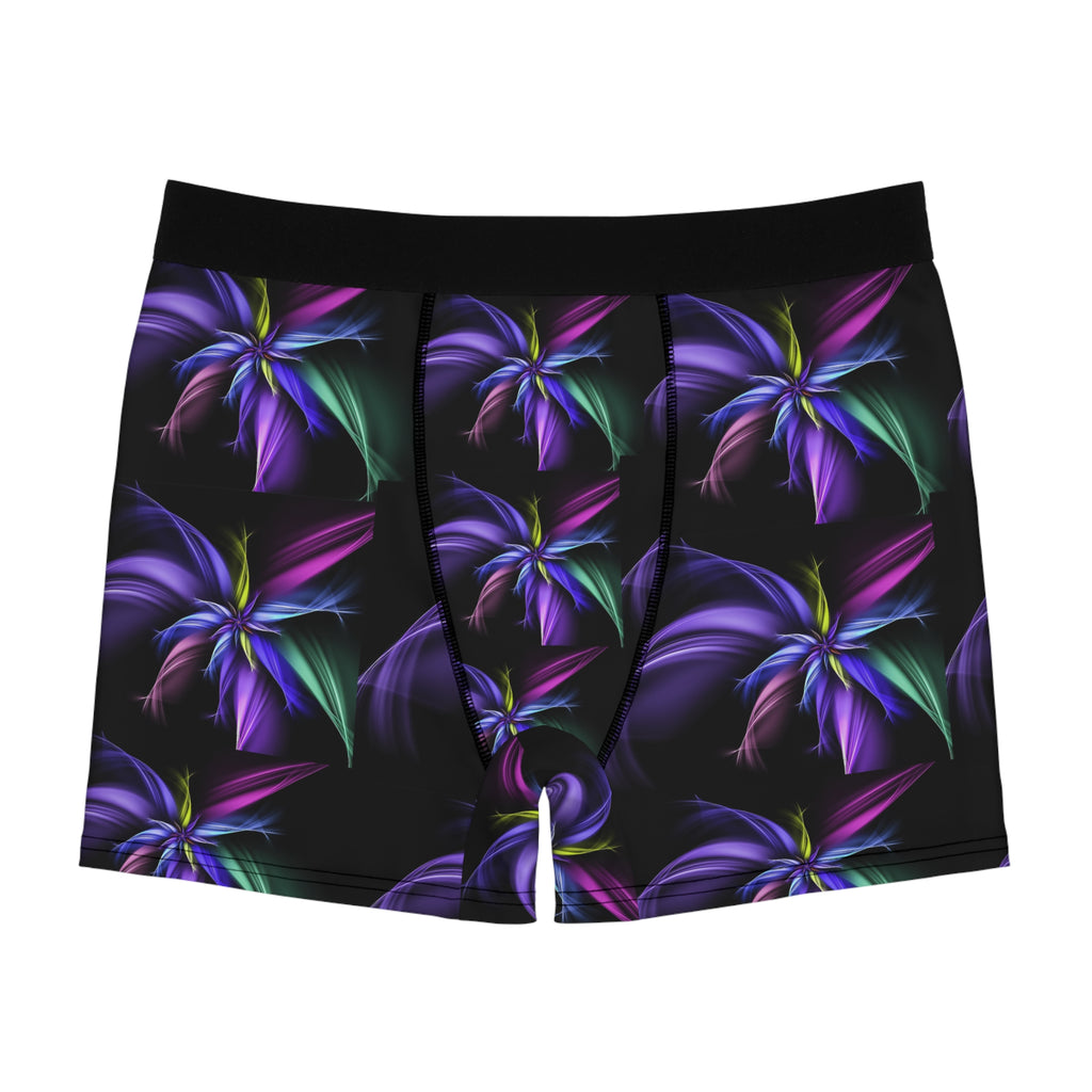 Neon Bloom Boxer Briefs – Abstract Floral Glow Design