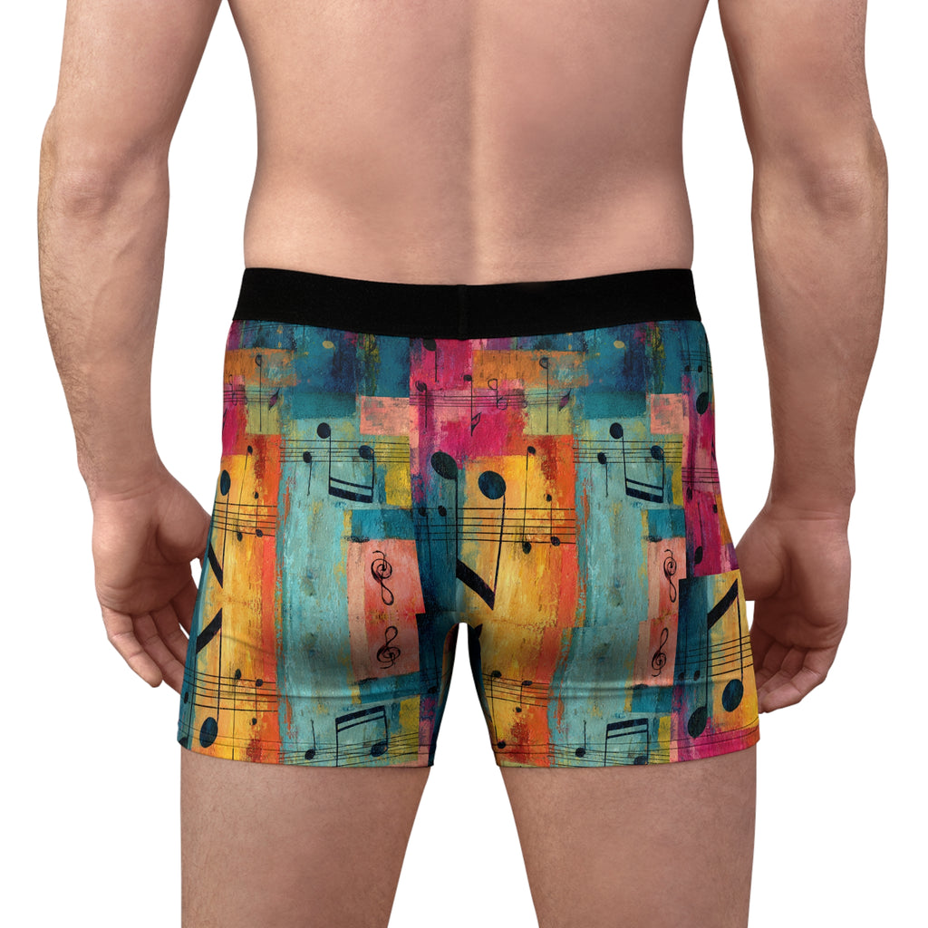 Abstract Music Note Boxer Briefs – Colorful Artistic Sound Design