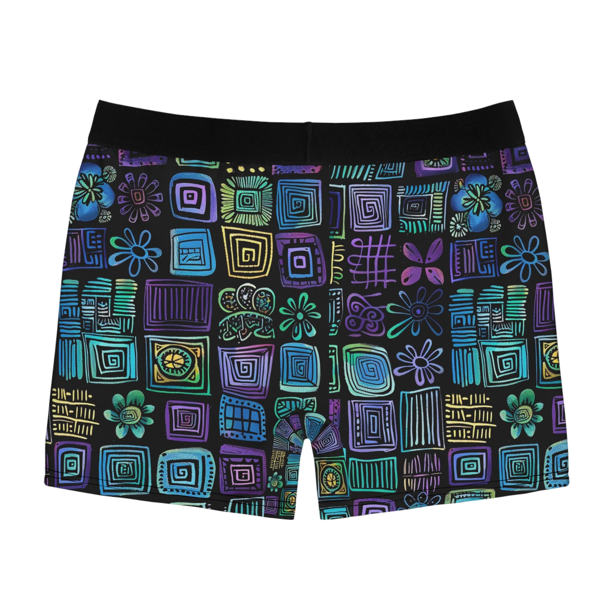 Neon Retro Pattern Boxer Briefs – Midnight Pop Edition