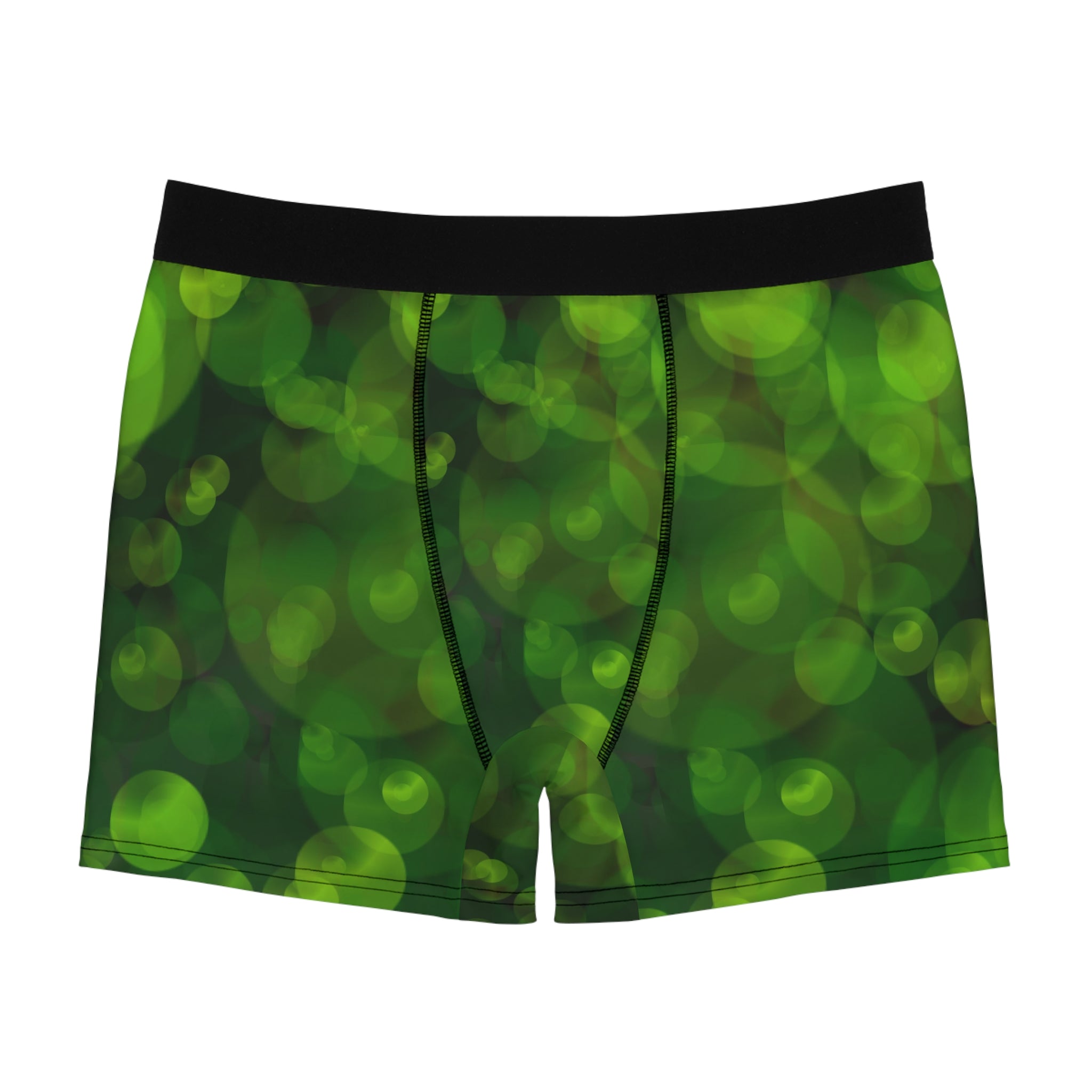 Emerald Glow Boxer Briefs – Soft Green Bokeh Design
