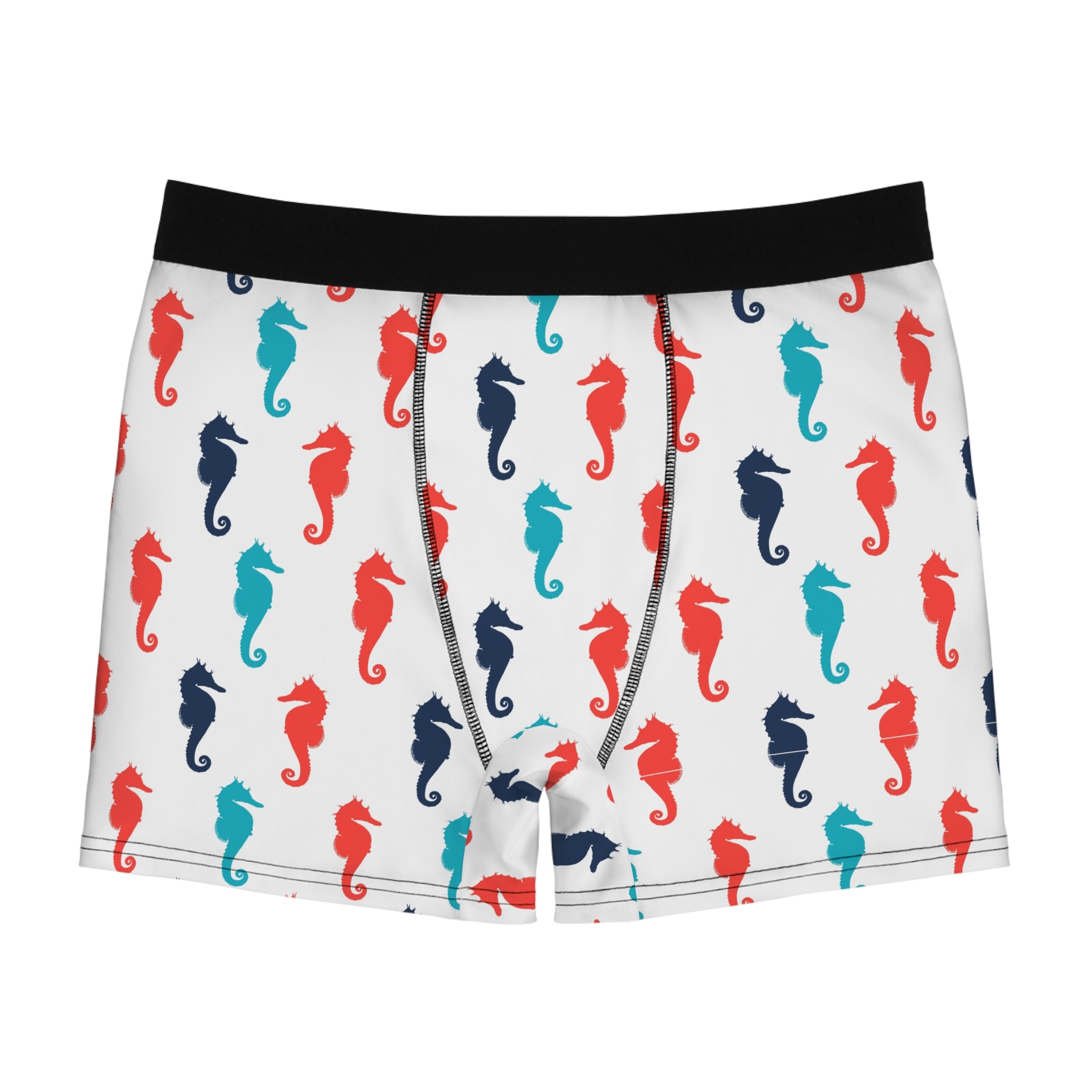 Playful Seahorse Boxer Briefs – Coastal Pop Pattern Underwear