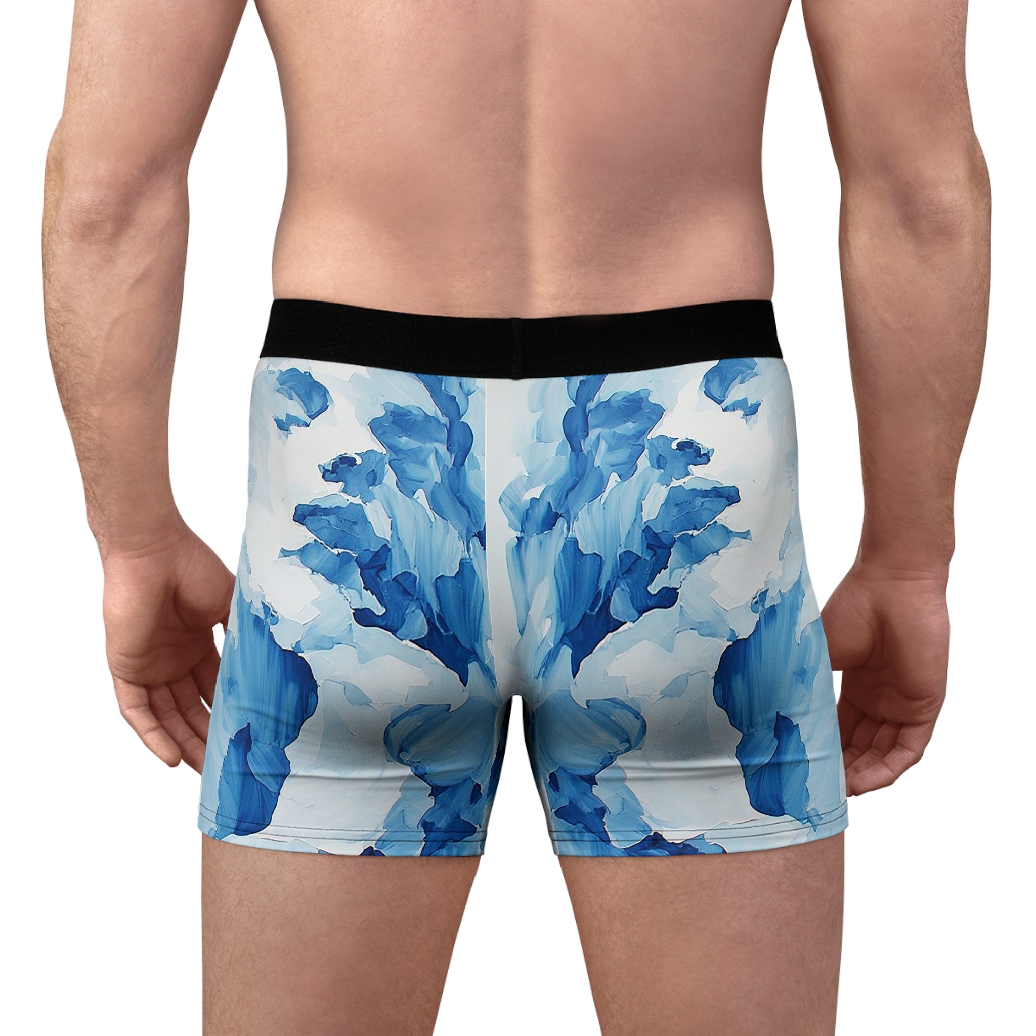 Azure Bloom Boxer Briefs – Abstract Blue Floral Design