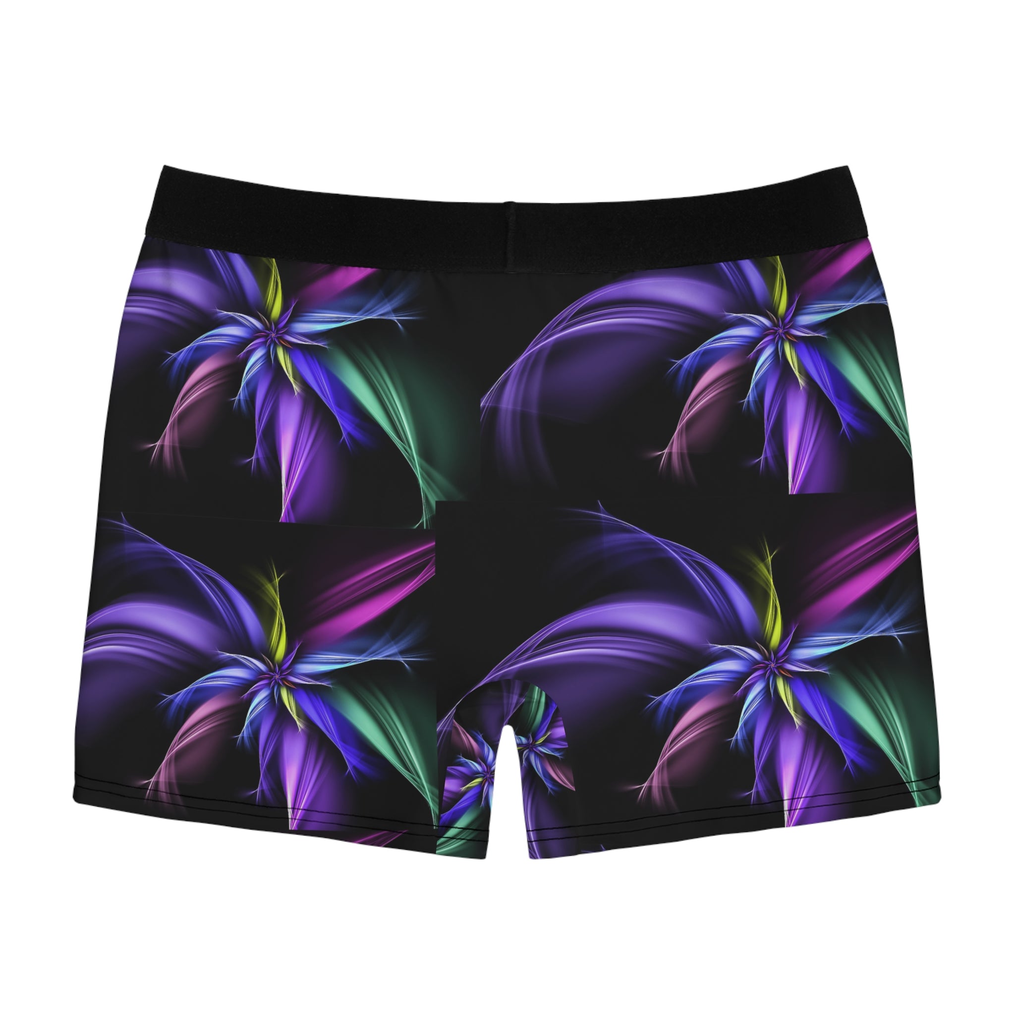 Neon Bloom Boxer Briefs – Abstract Floral Glow Design