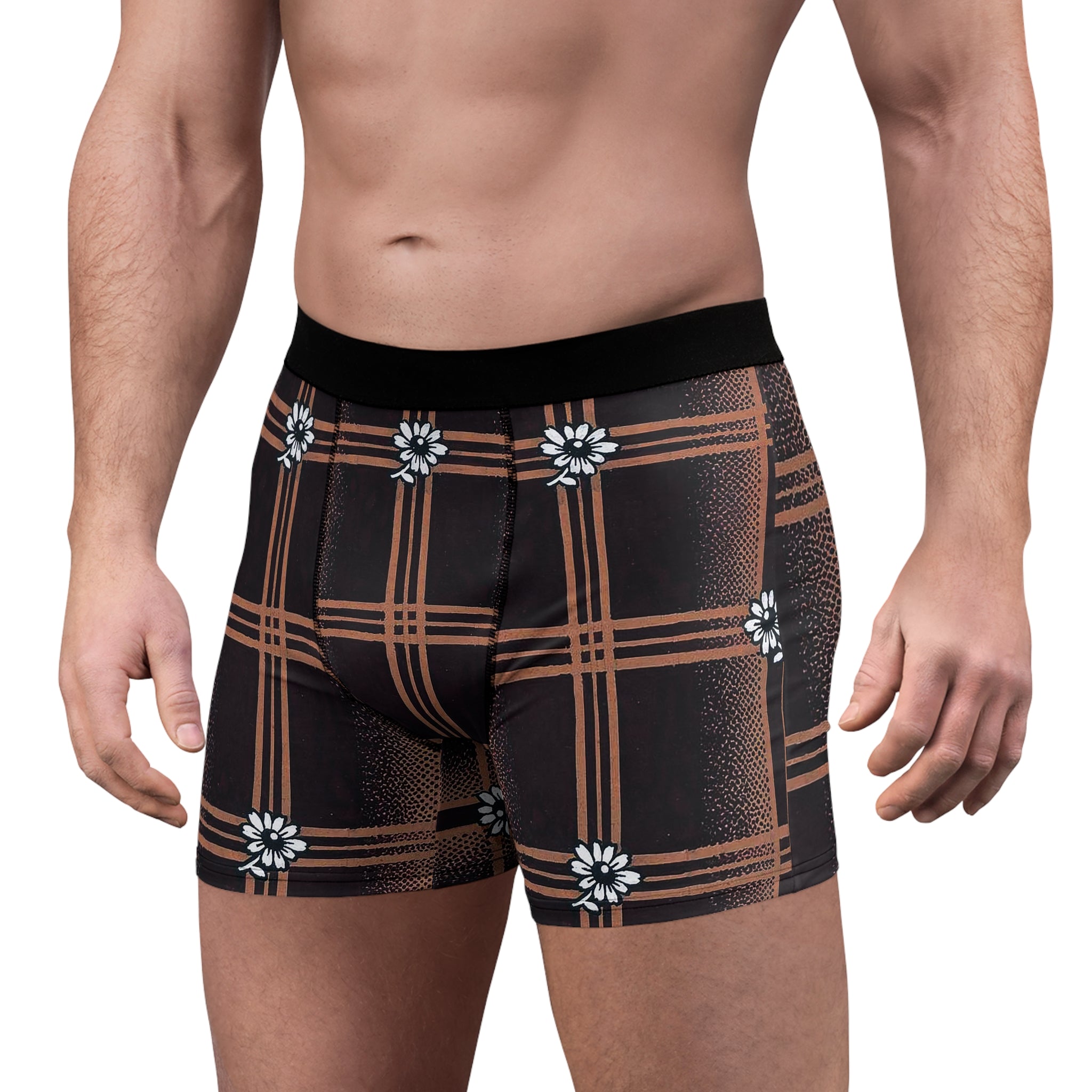 Vintage Grid Boxer Briefs – Floral Plaid Print