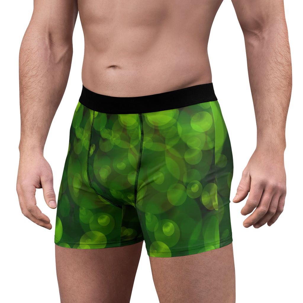 Emerald Glow Boxer Briefs – Soft Green Bokeh Design