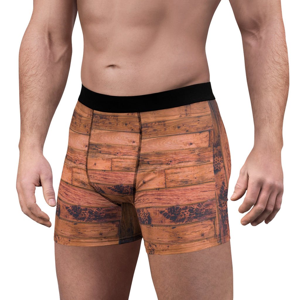 Rustic Grain Boxer Briefs – Wood Texture Print