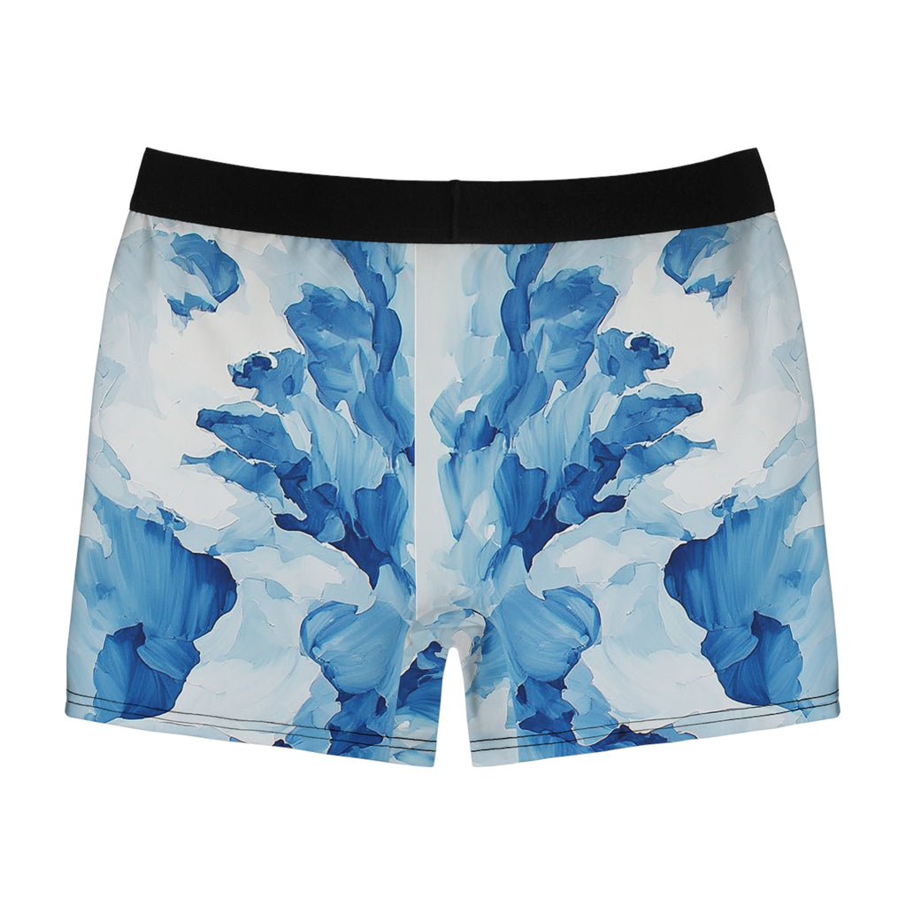 Azure Bloom Boxer Briefs – Abstract Blue Floral Design