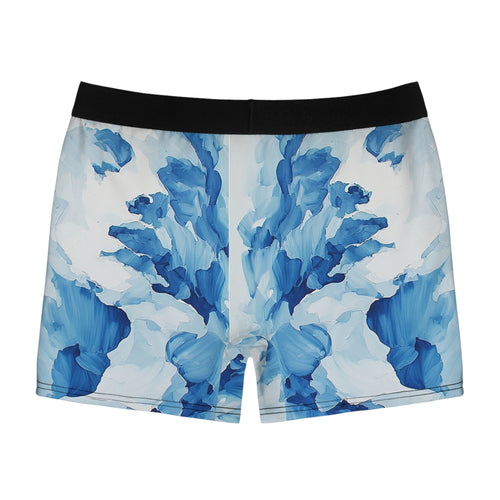 Azure Bloom Boxer Briefs – Abstract Blue Floral Design