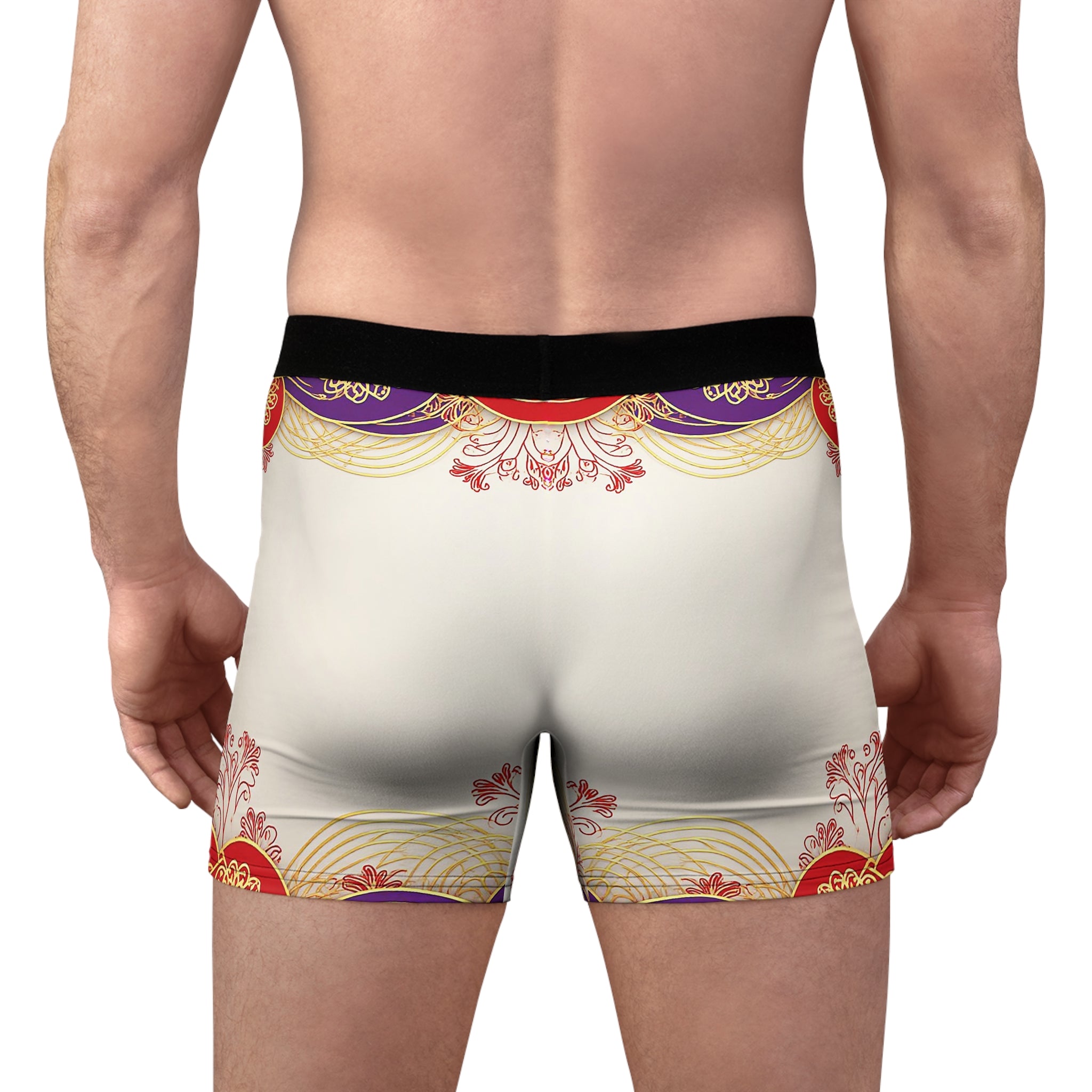 Imperial Silk Boxer Briefs – Crimson Gold Elegance