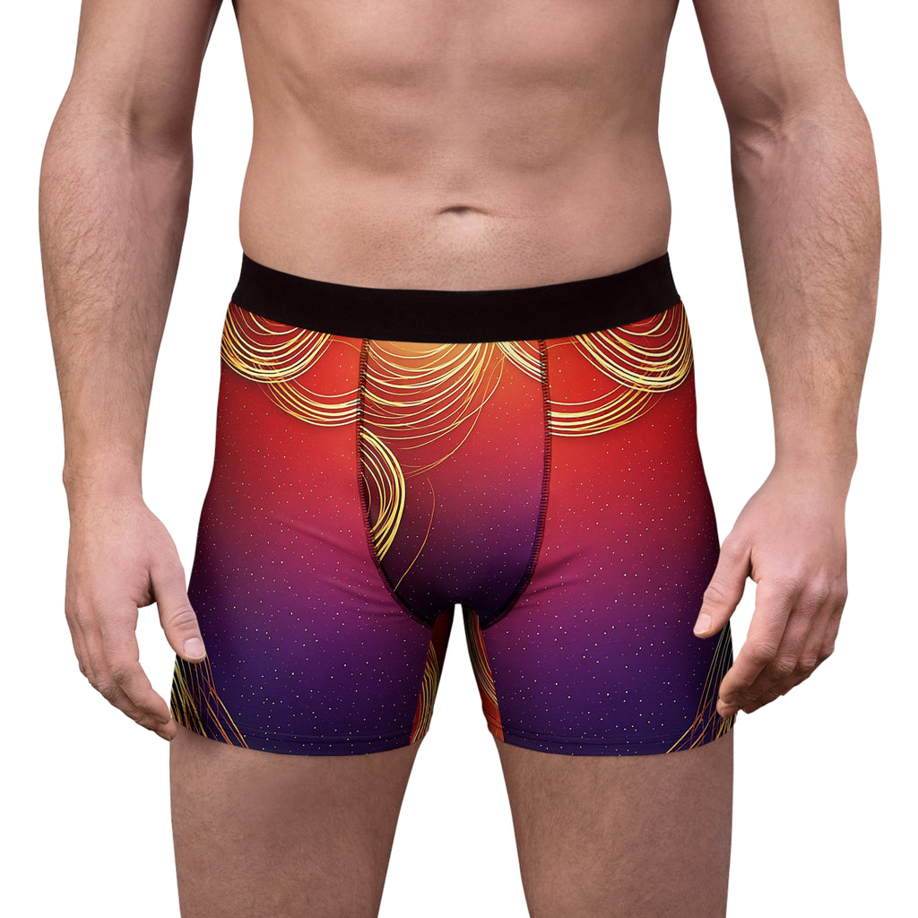 Midnight Luxe Boxer Briefs – Crimson Gold Glow