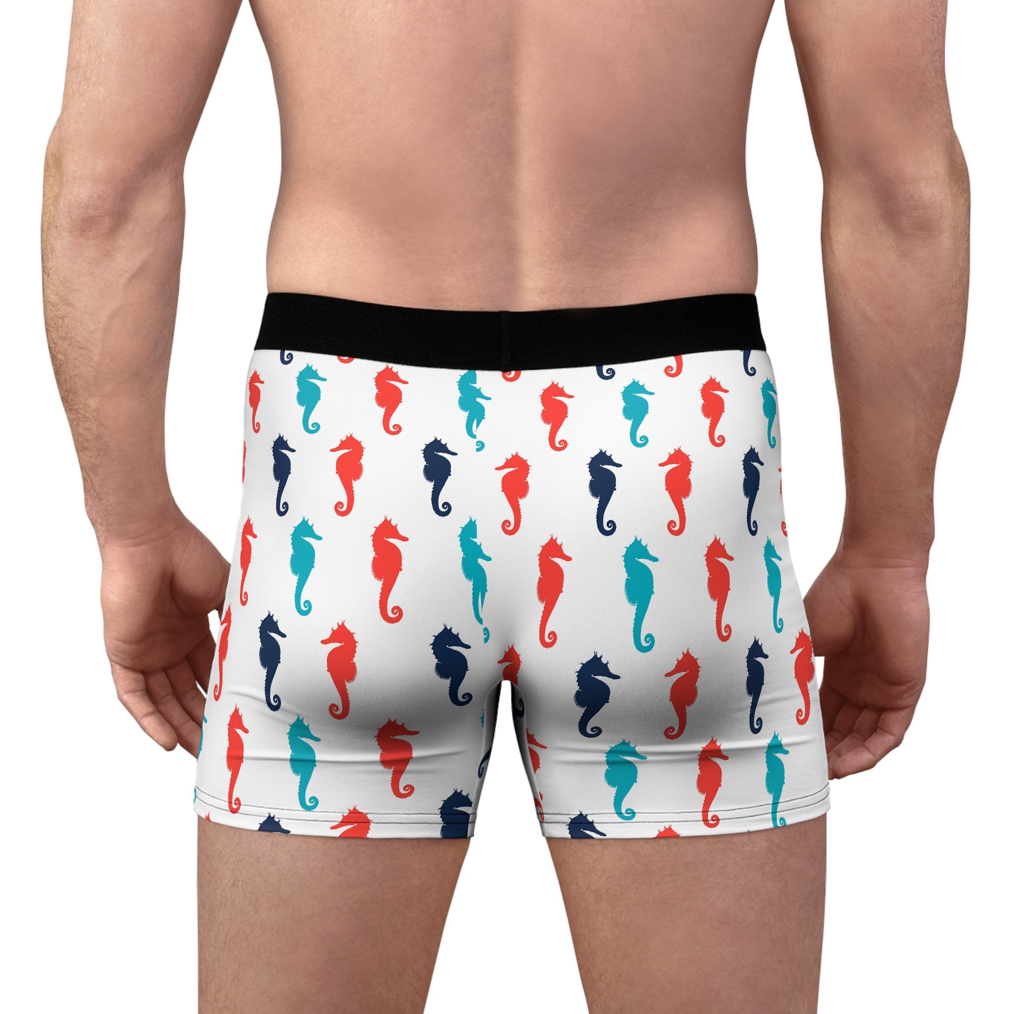 Playful Seahorse Boxer Briefs – Coastal Pop Pattern Underwear