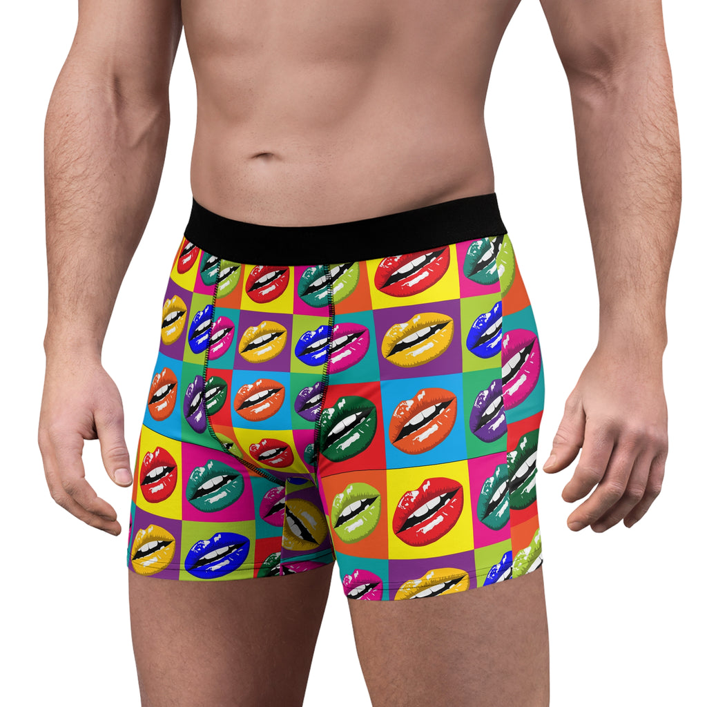 Pop Kiss Boxer Briefs – Colorful Lip Print Underwear