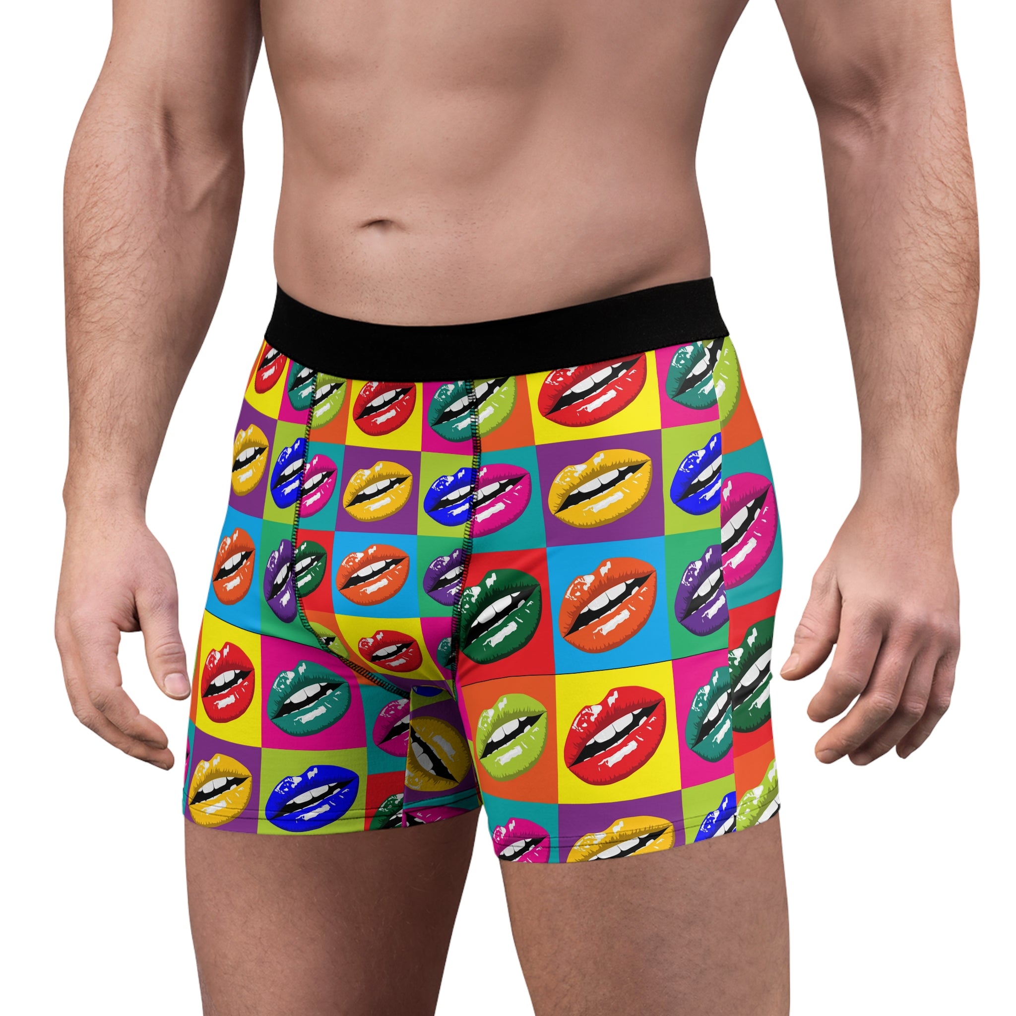 Pop Kiss Boxer Briefs – Colorful Lip Print Underwear