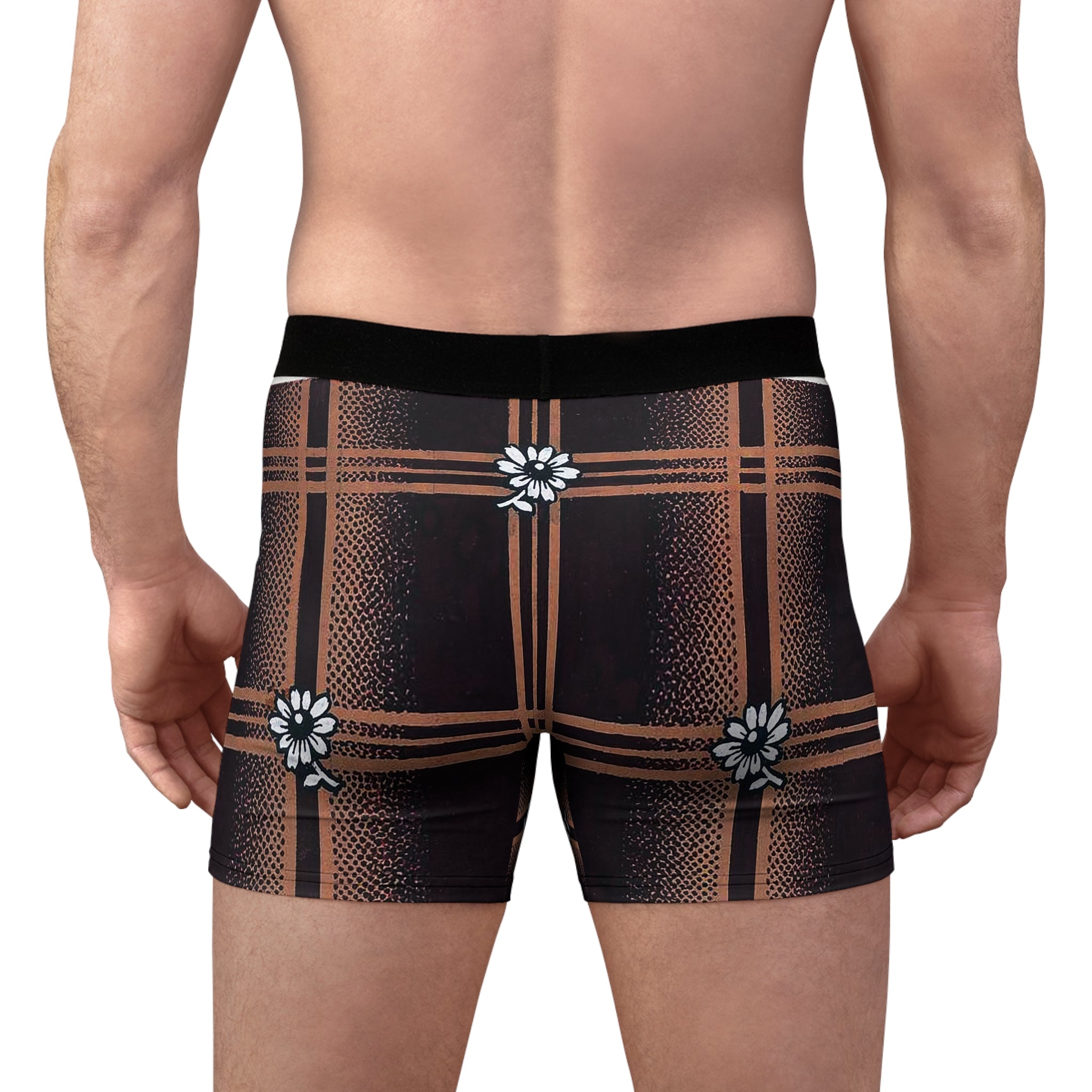 Vintage Grid Boxer Briefs – Floral Plaid Print