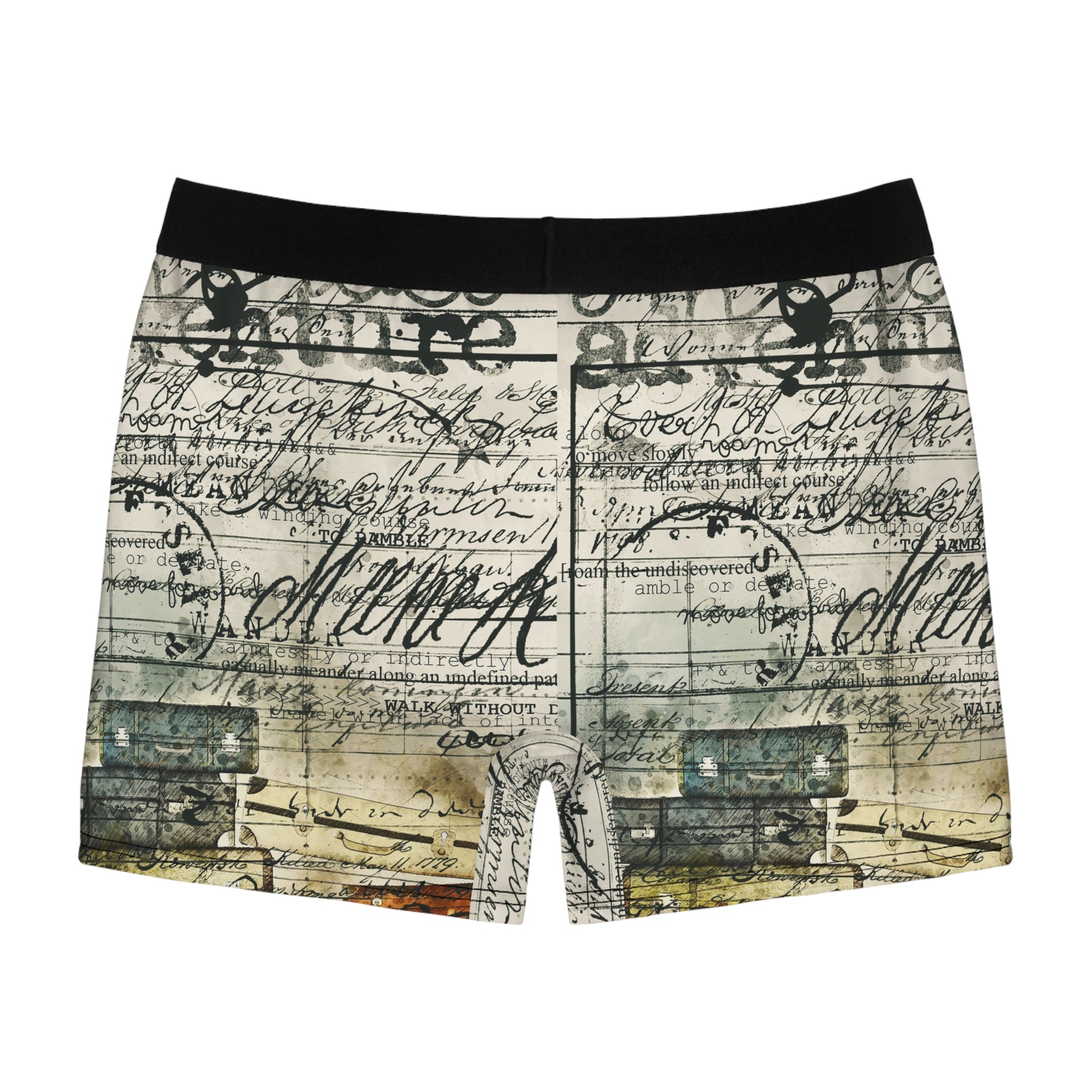 Vintage Script & Suitcase Boxer Briefs – Travel Journal Edition