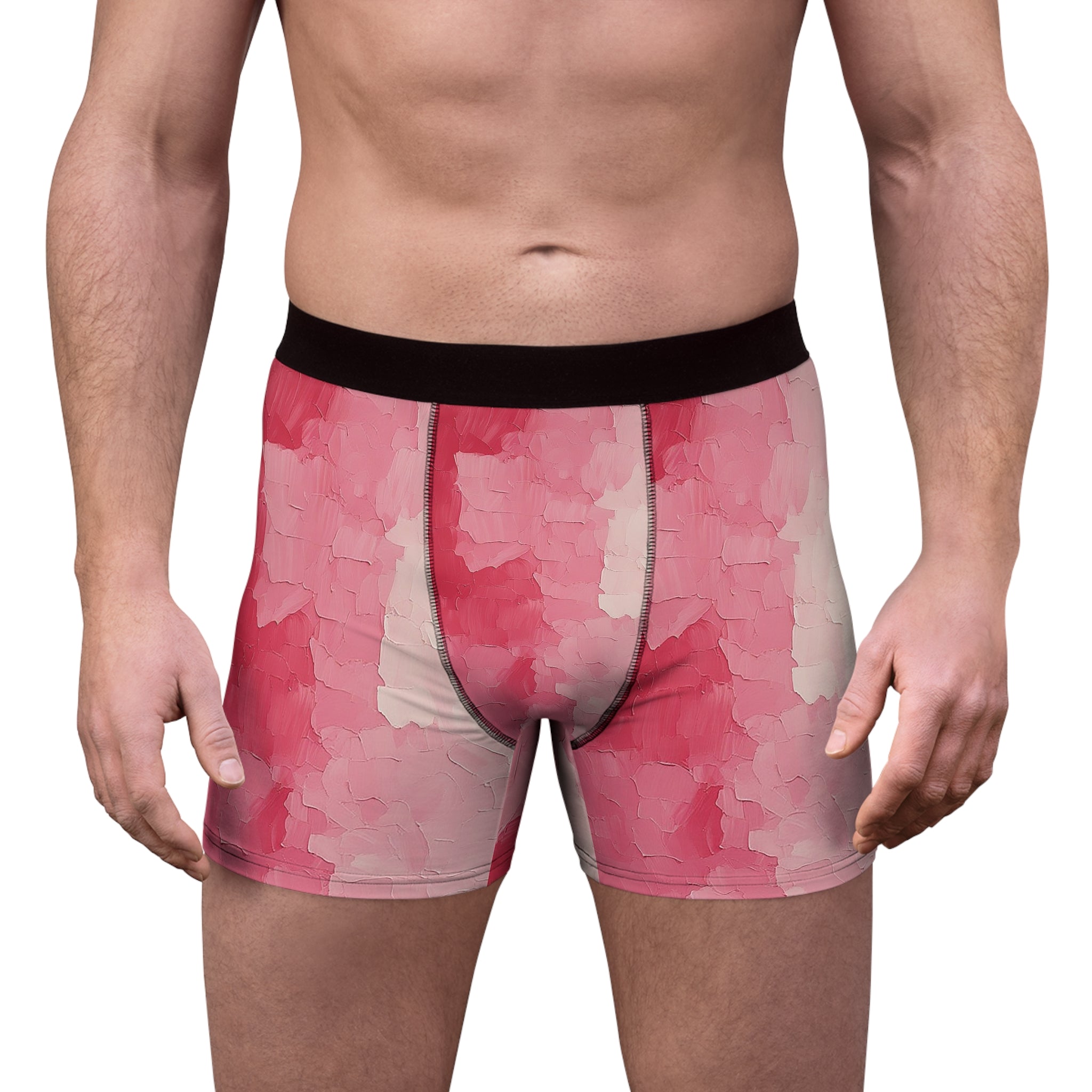 Crimson Blush Boxer Briefs – Textured Pink Red Design