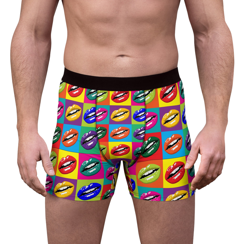 Pop Kiss Boxer Briefs – Colorful Lip Print Underwear