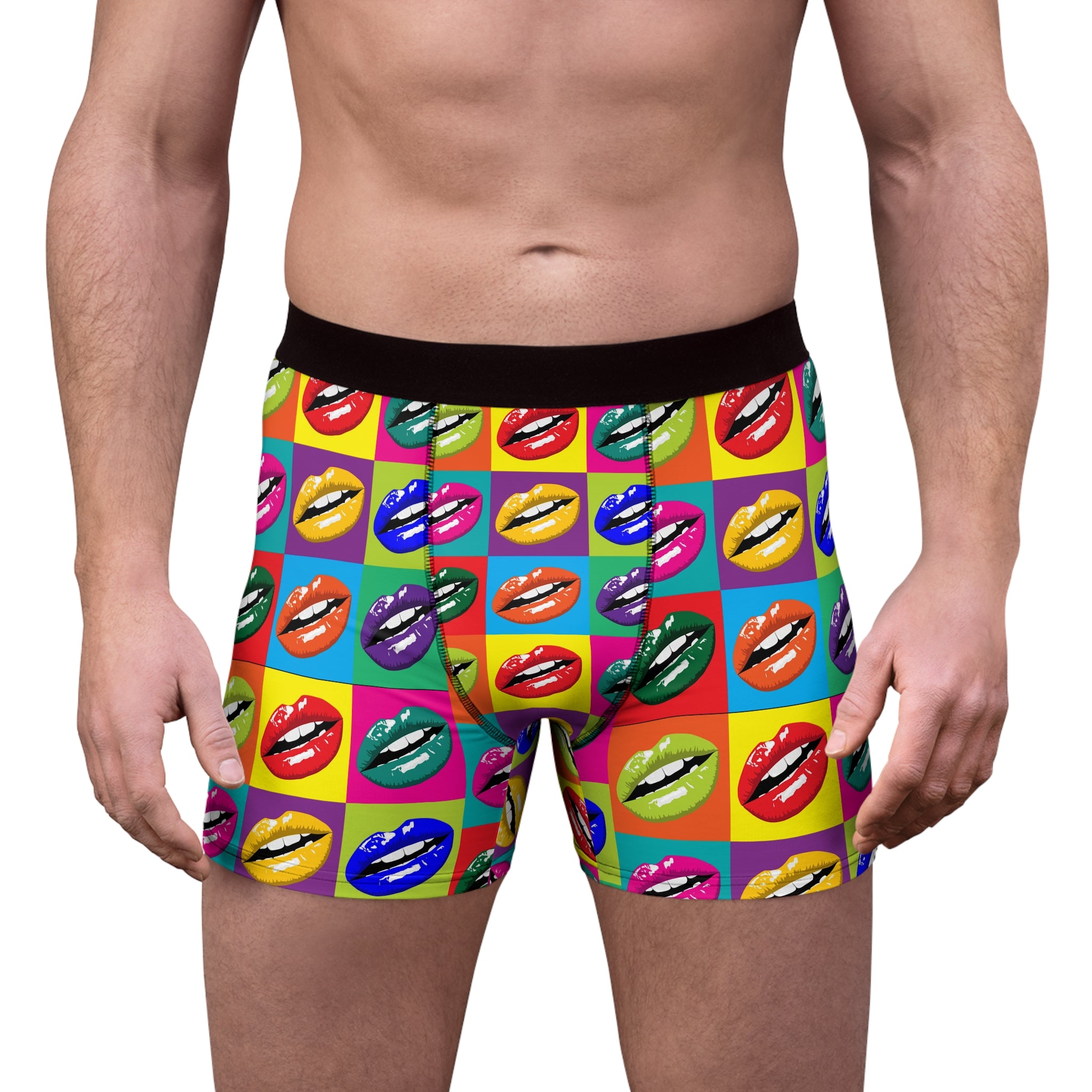 Pop Kiss Boxer Briefs – Colorful Lip Print Underwear