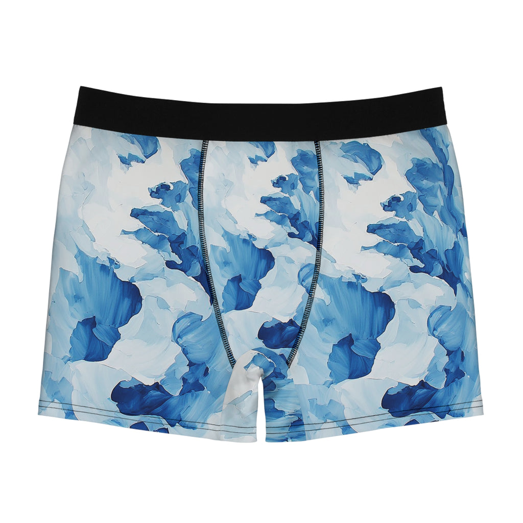 Azure Bloom Boxer Briefs – Abstract Blue Floral Design