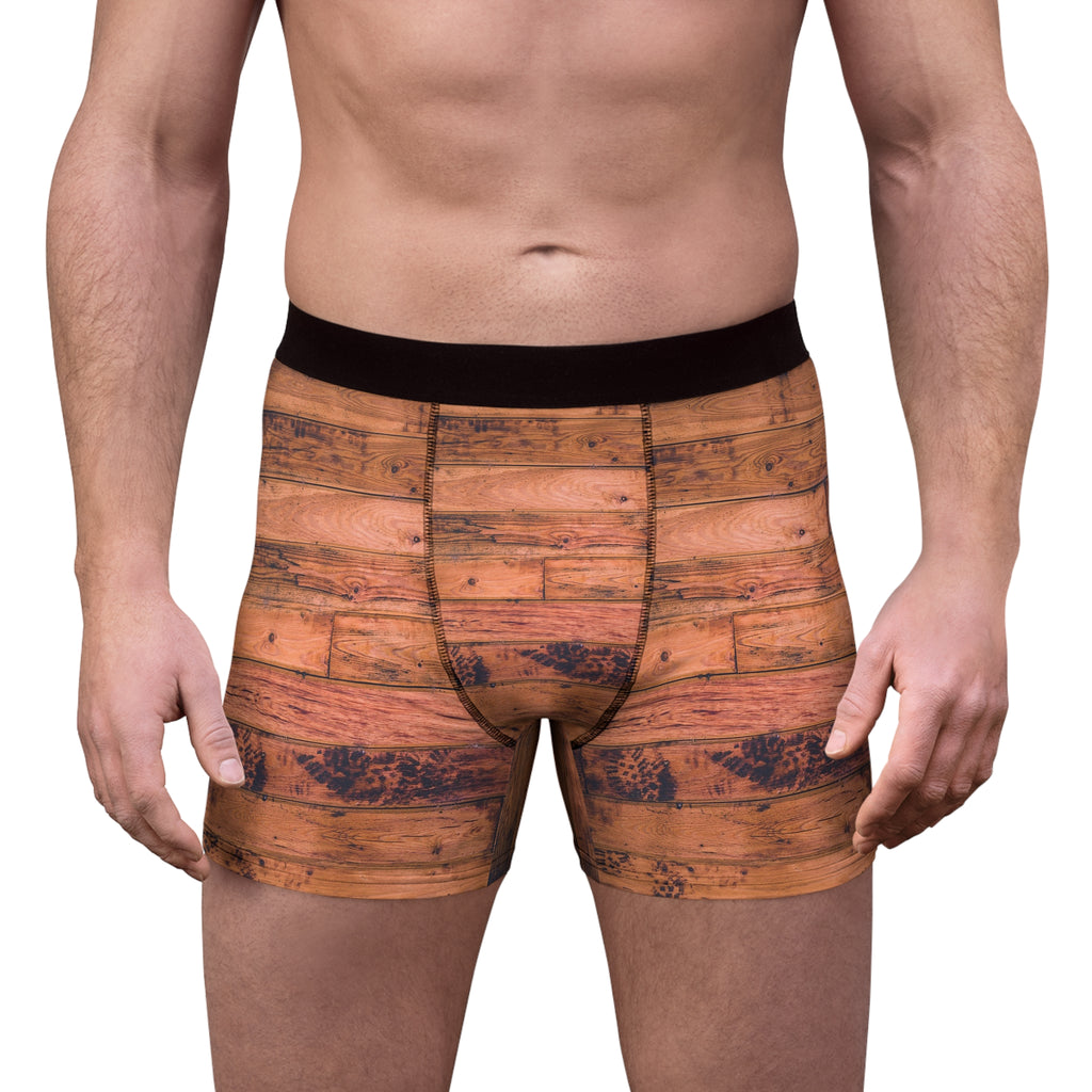 Rustic Grain Boxer Briefs – Wood Texture Print