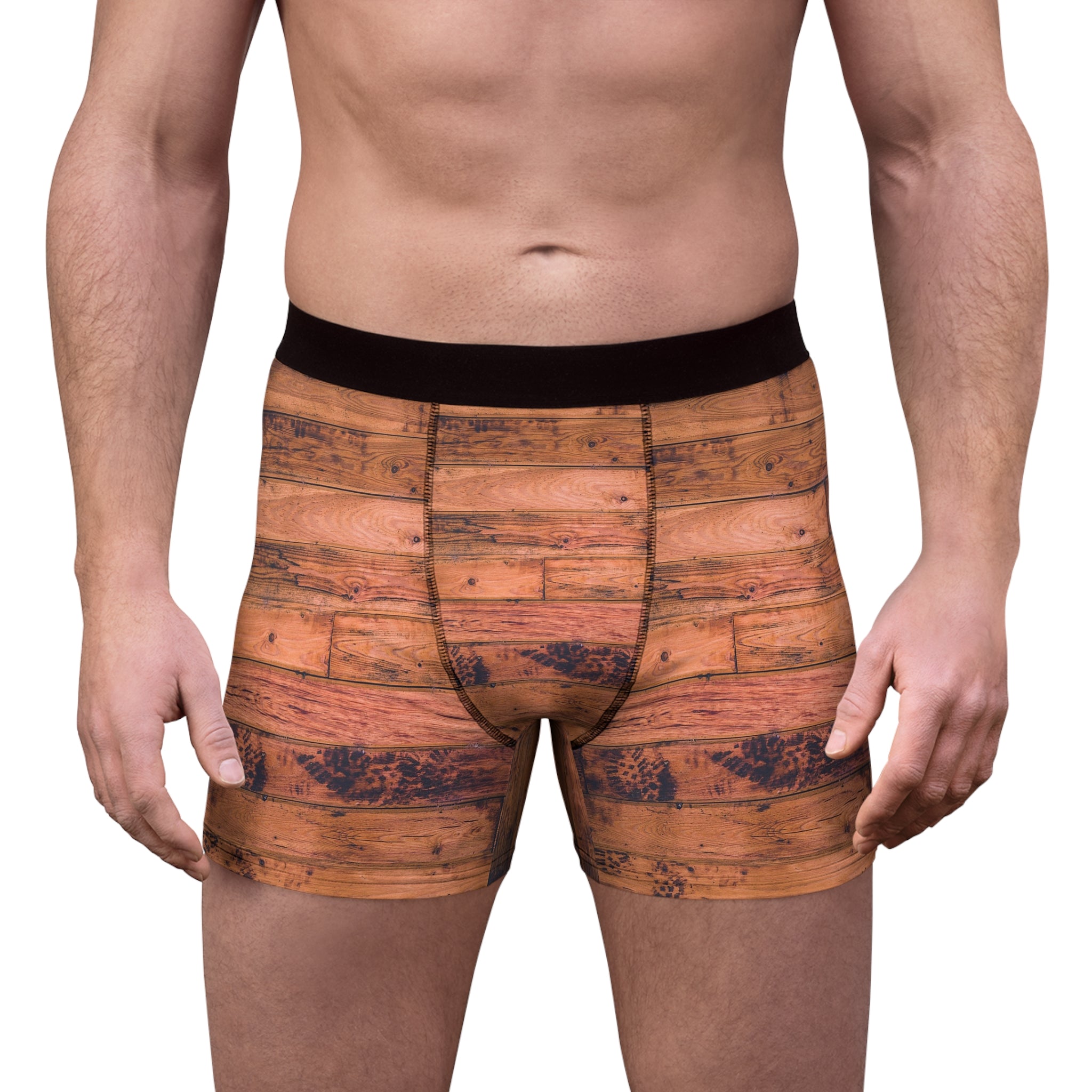 Rustic Grain Boxer Briefs – Wood Texture Print