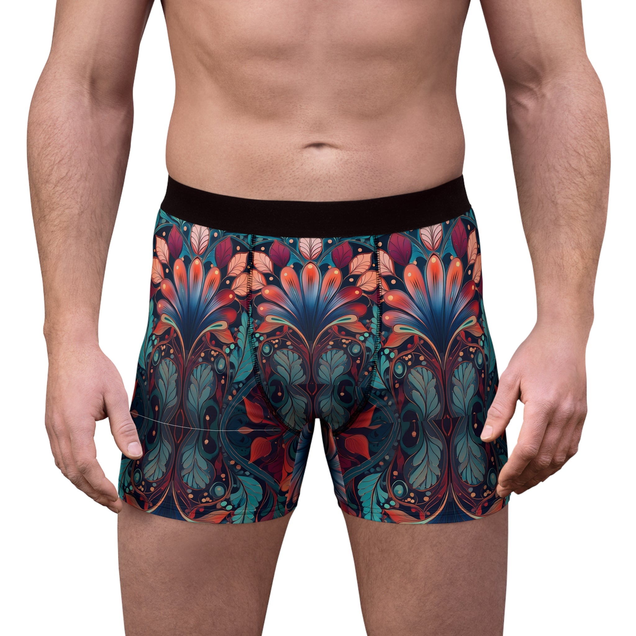 Ornate Floral Boxer Briefs – Luxe Abstract Botanical Design