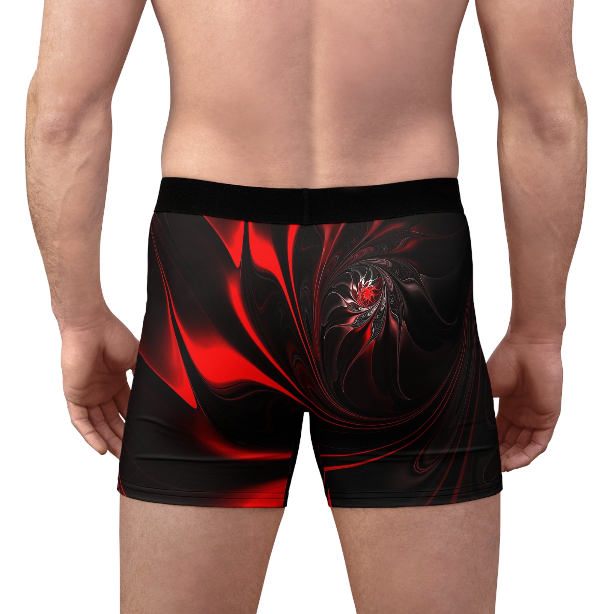 Inferno Spiral Boxer Briefs – Red & Black Abstract Energy Design