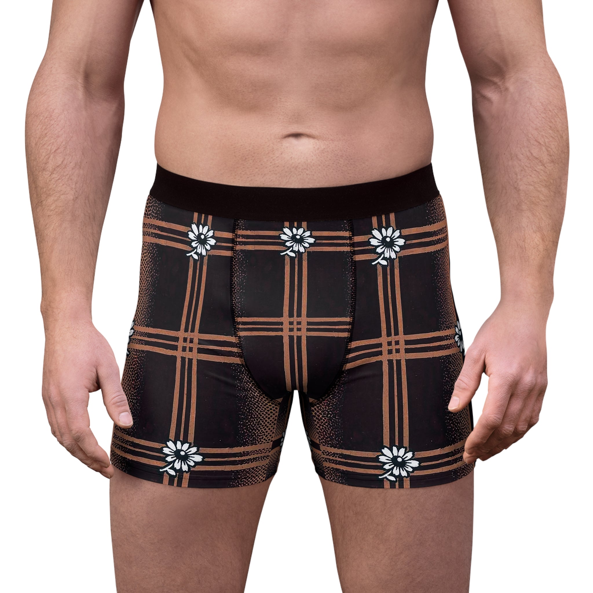 Vintage Grid Boxer Briefs – Floral Plaid Print