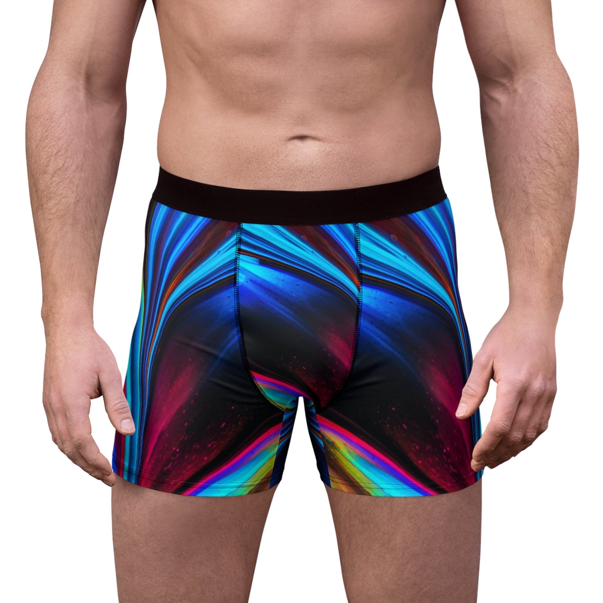 Cosmic Flow Boxer Briefs – Neon Galaxy Wave Design