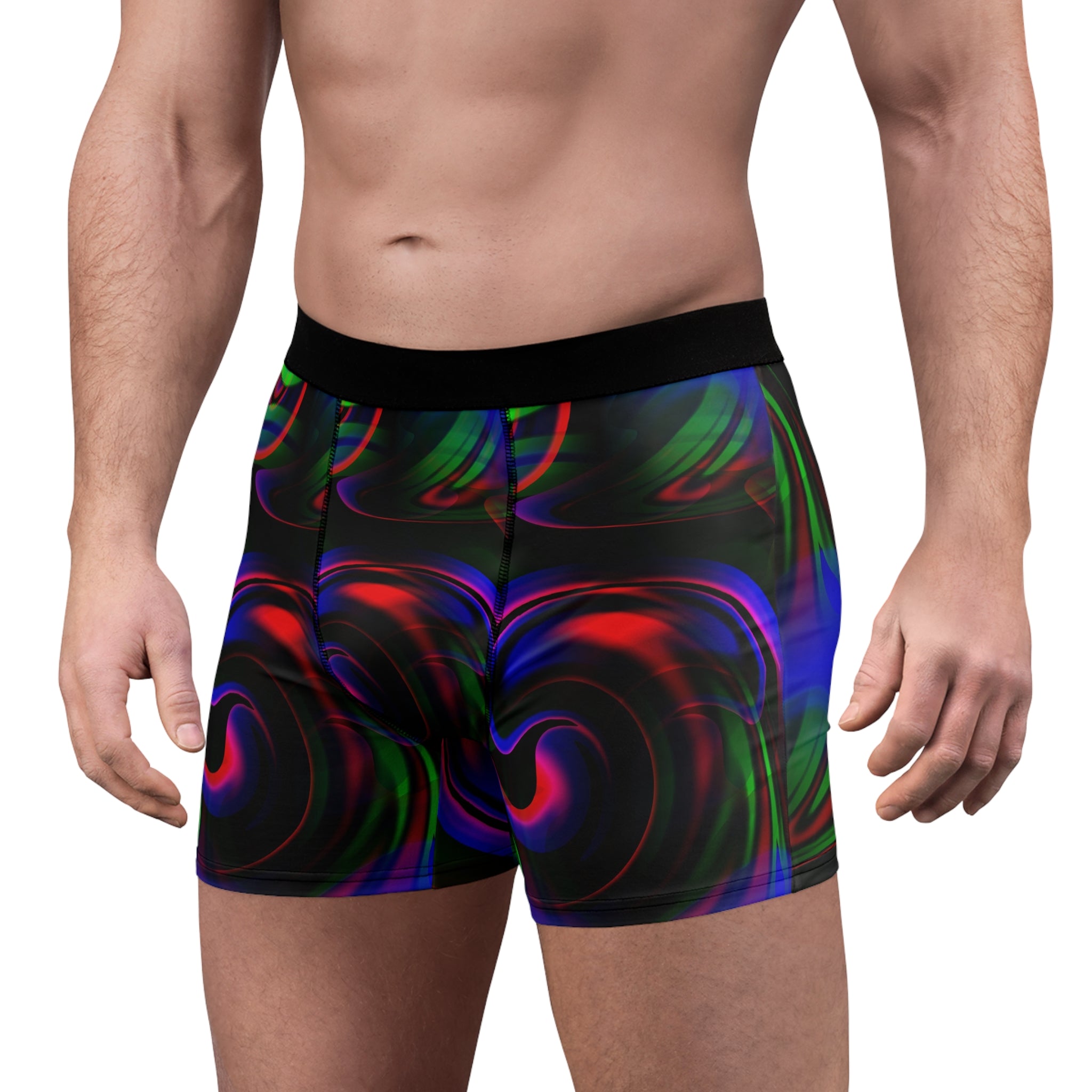 Psychedelic Wave Boxer Briefs – Neon Swirl Abstract Design